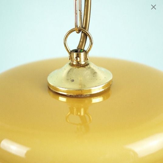 Honey Opaline Glass Light With A Golden Fixture photo 235.0