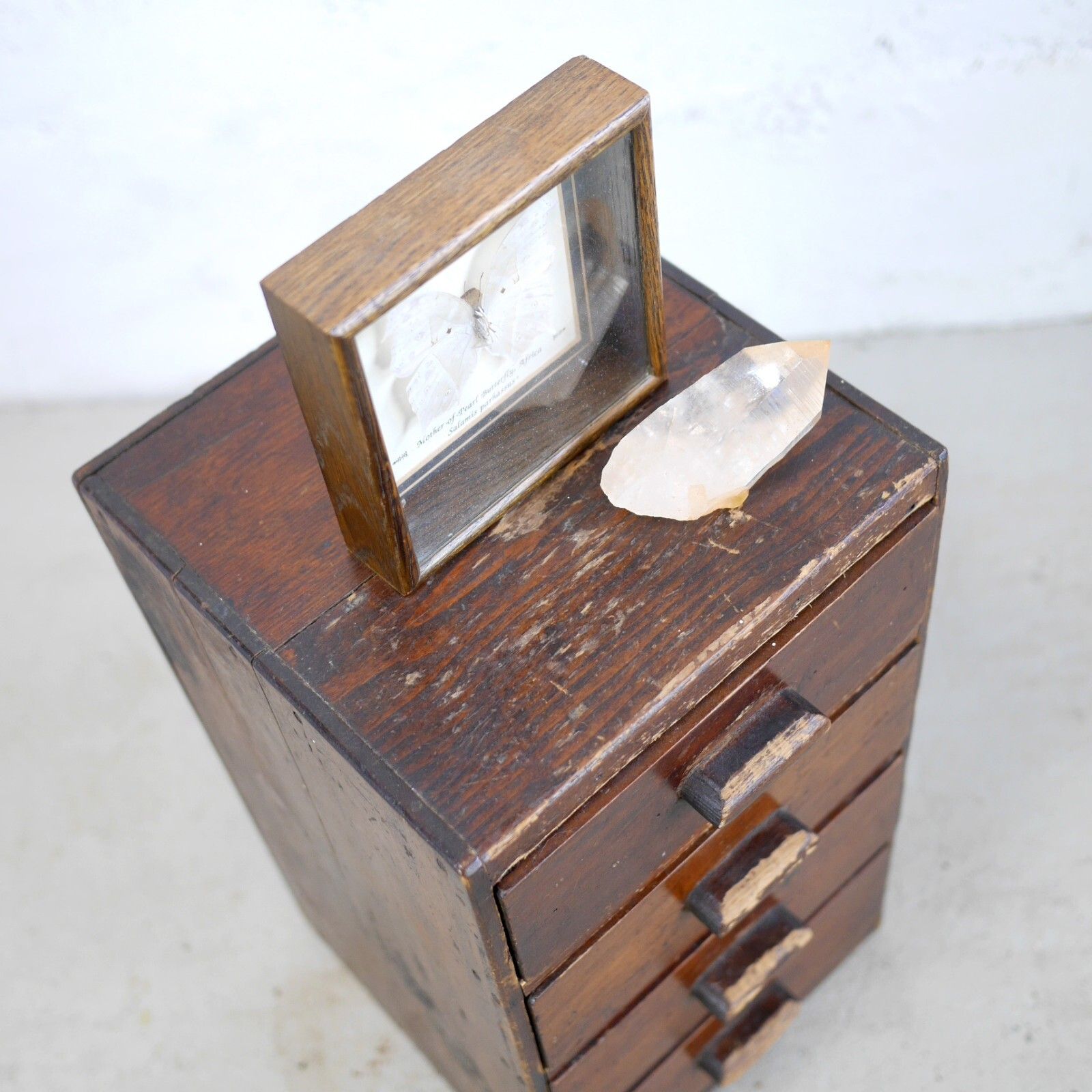 Antique Pitch Pine Scratch Built Table Top Apothecary 4 Drawers Vintage #102920 photo Furniture