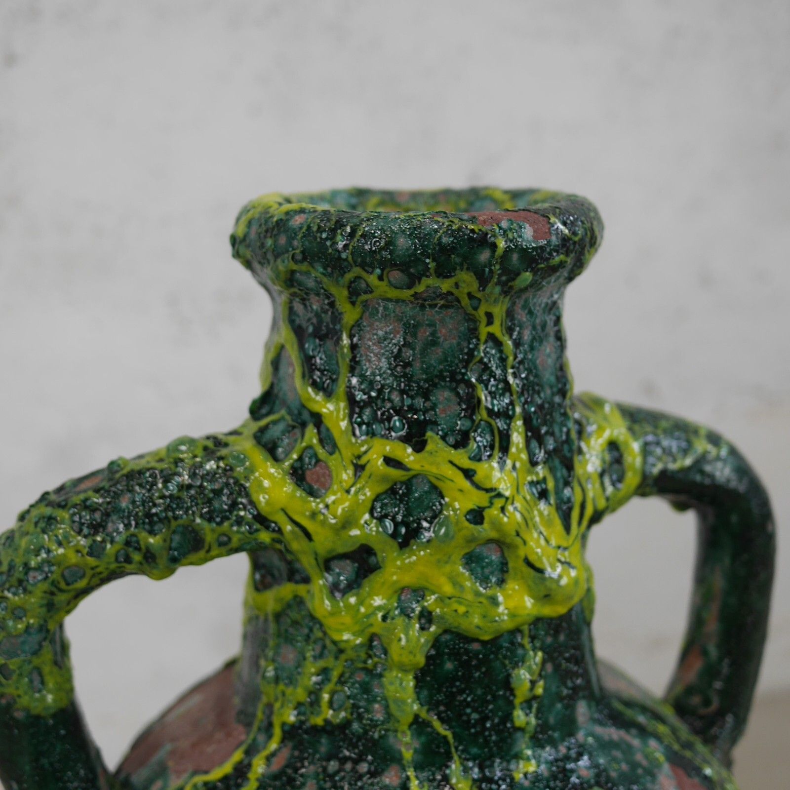 Terracotta Green Fat Lava Glazed Olive Jar Rustic Vase Urn Pot Amphora #102926 photo vinterior