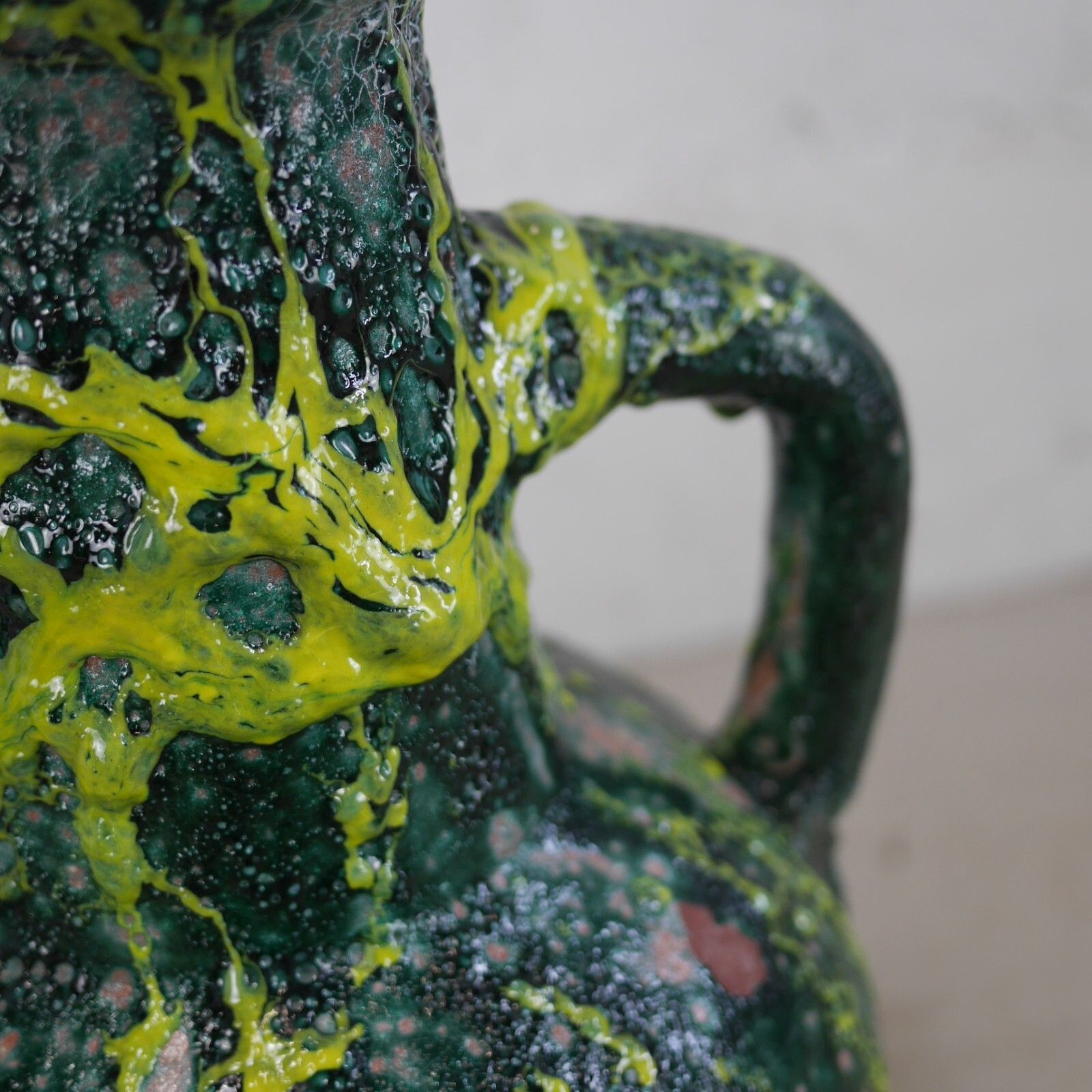 Terracotta Green Fat Lava Glazed Olive Jar Rustic Vase Urn Pot Amphora #102926 photo buy