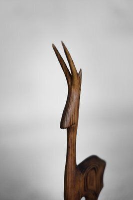 Danish Mid Century Modern Dark Wood Gazelle Figurine, 1960s photo for sale
