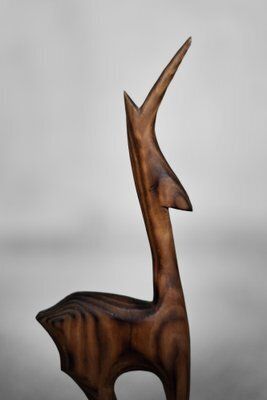 photo for sale Danish Mid Century Modern Dark Wood Gazelle Figurine, 1960s