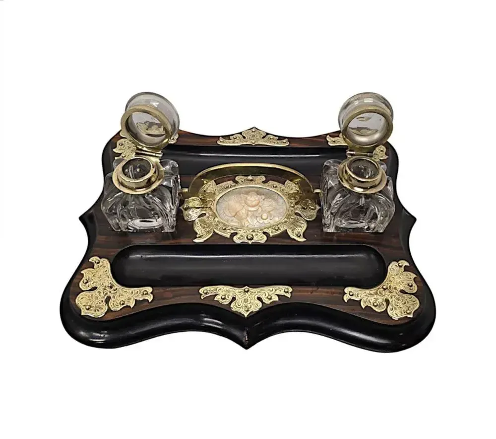 A Very Rare 19th Century Coromandel Desk Set photo Home Decor