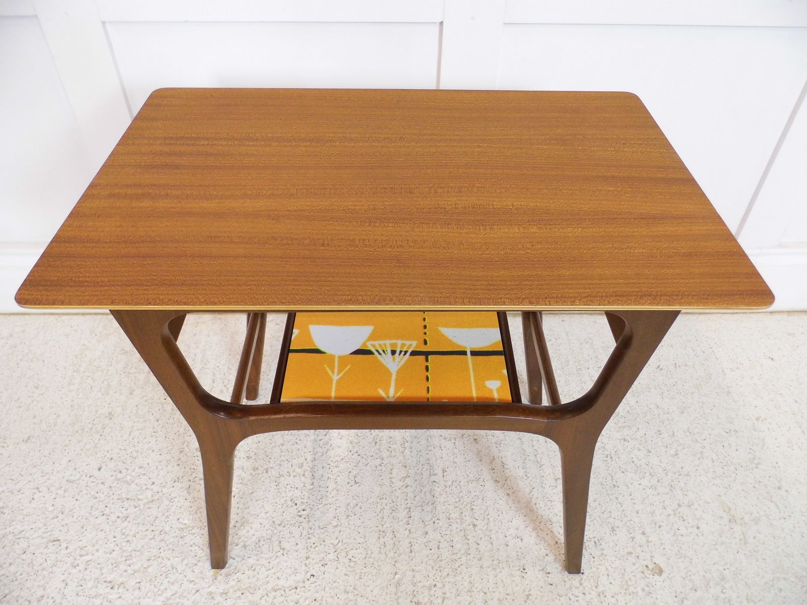 Vintage Mahogany 1950s Tv Radio Stand Side Table Restyled Adstract Panel photo Furniture