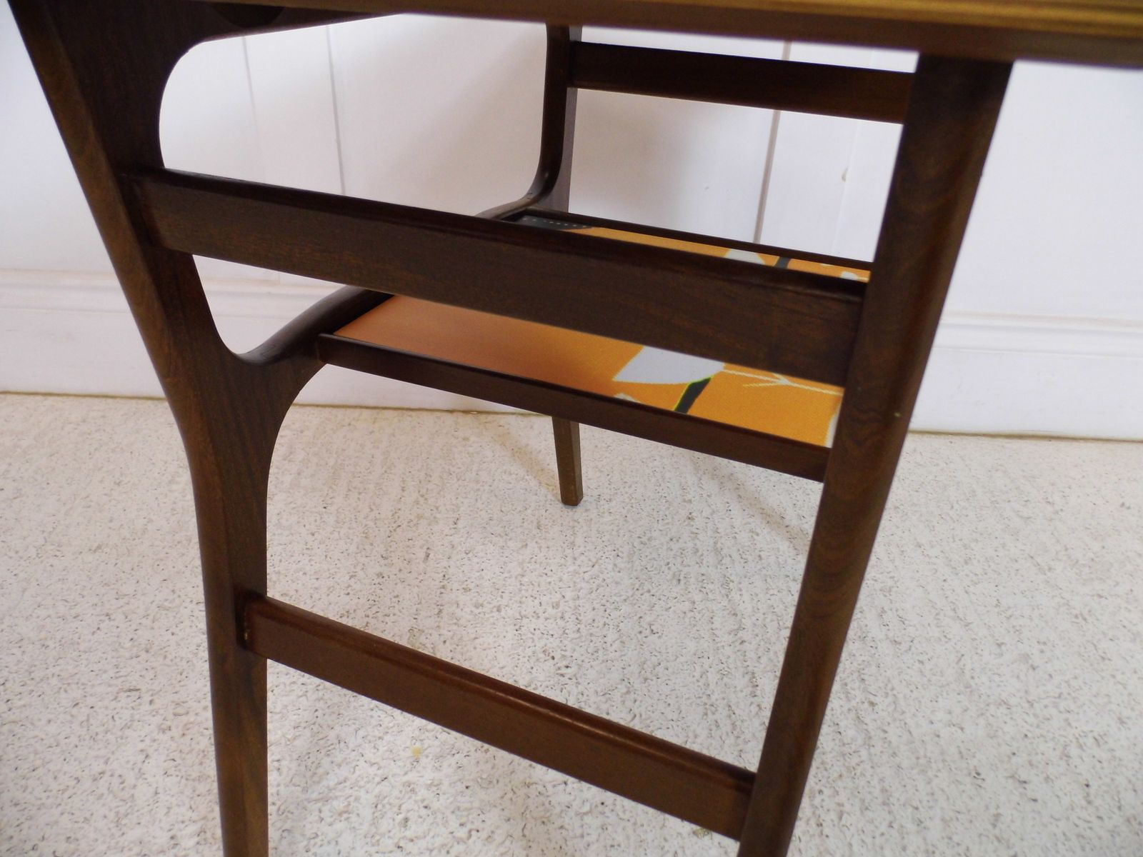 Vintage Mahogany 1950s Tv Radio Stand Side Table Restyled Adstract Panel photo vinterior
