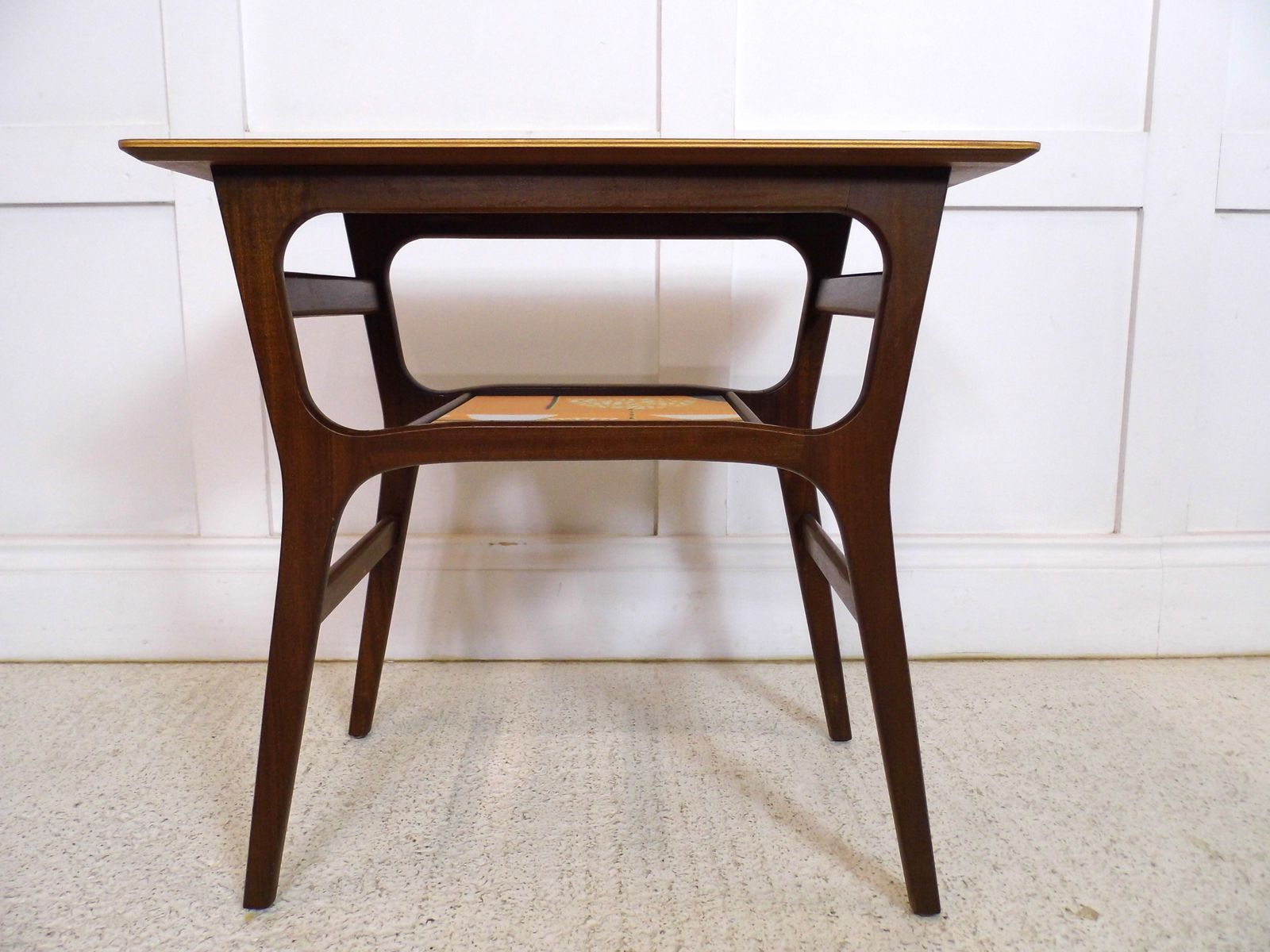 Vintage Mahogany 1950s Tv Radio Stand Side Table Restyled Adstract Panel photo buy