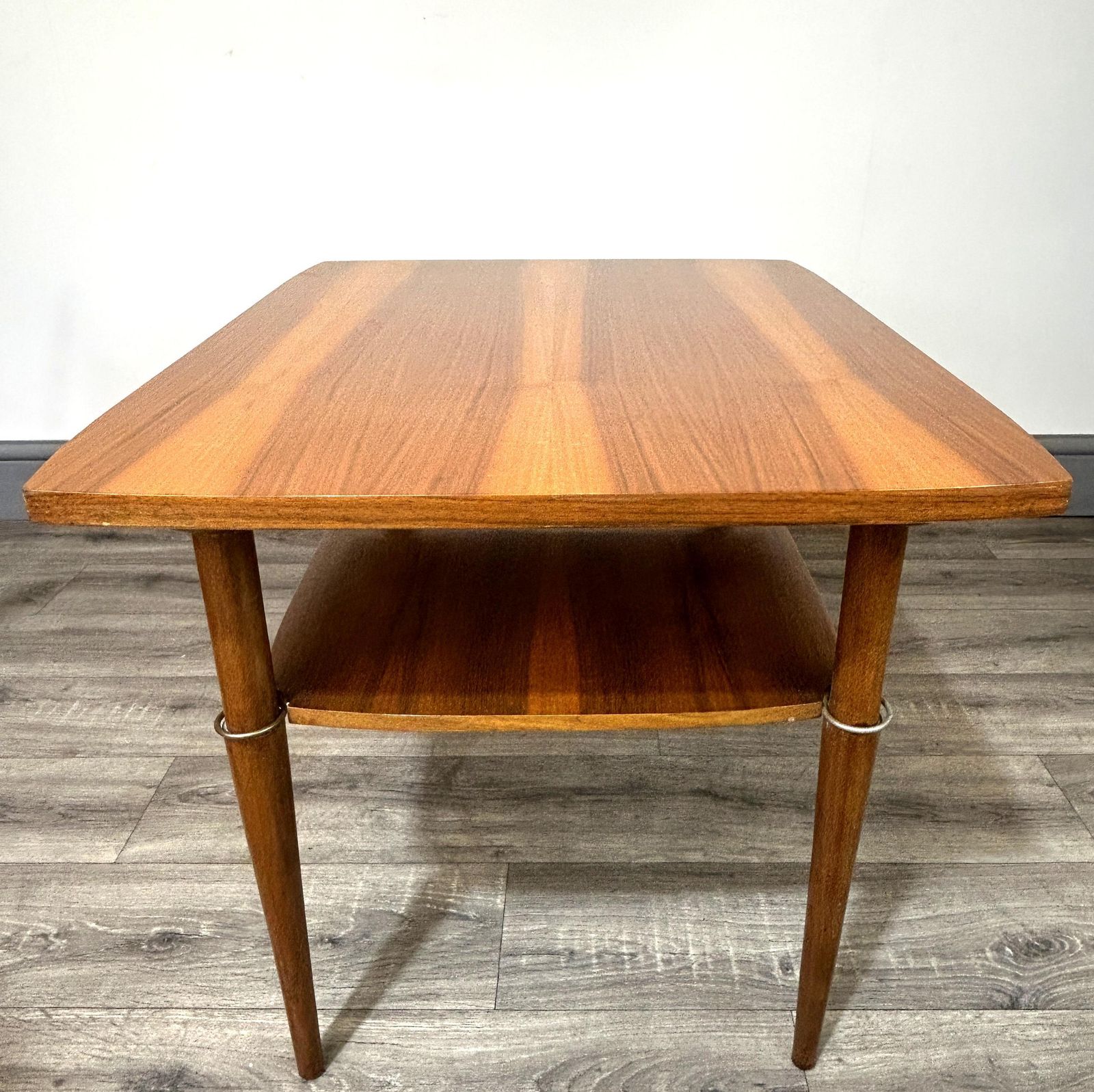 Stunning Mid Century Two Toned Teak Coffee Table With Magazine Shelf 50's/60's photo vinterior