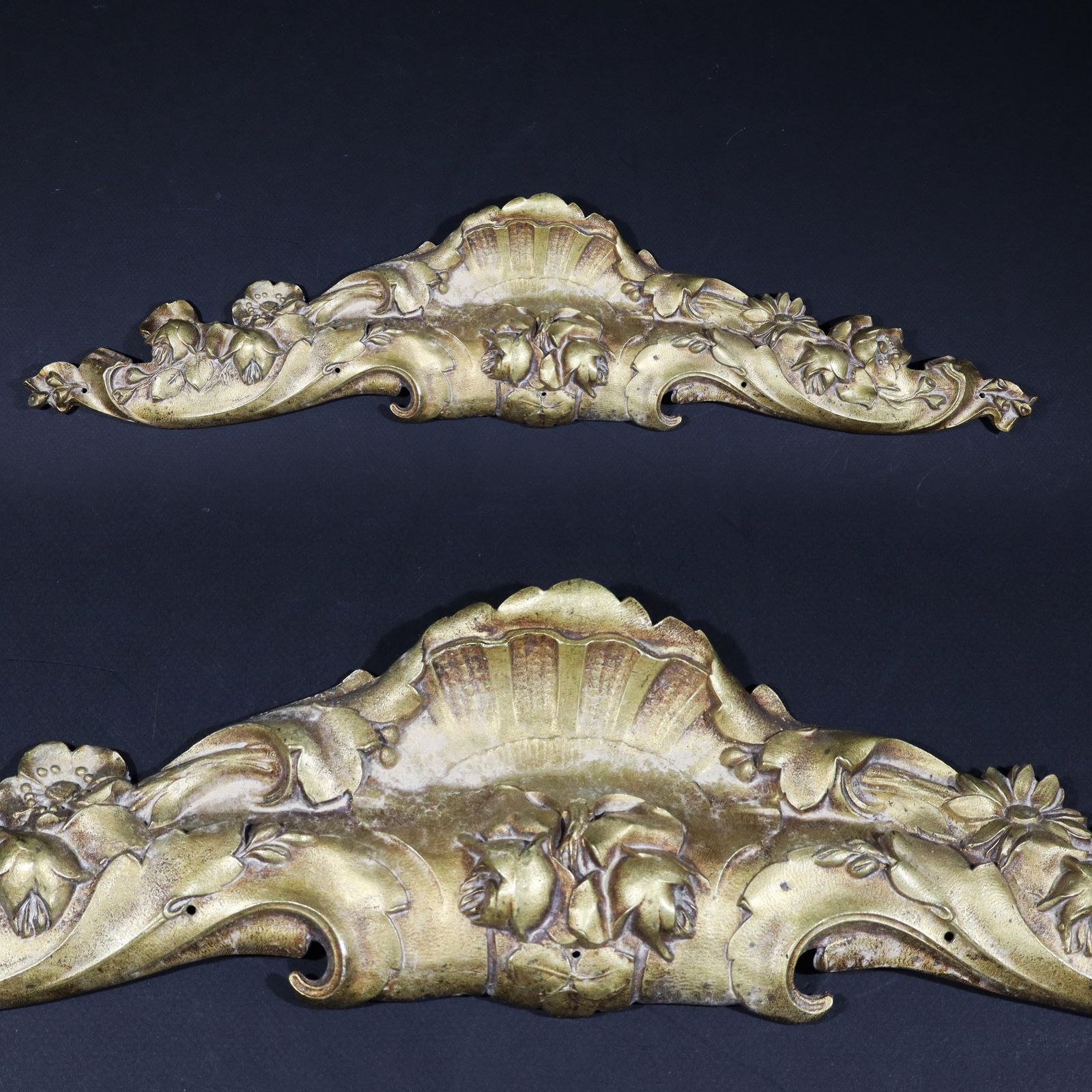 Large Antique French Gilt Bronze Pediment Rococo Ornament Furniture Hardware photo furniture