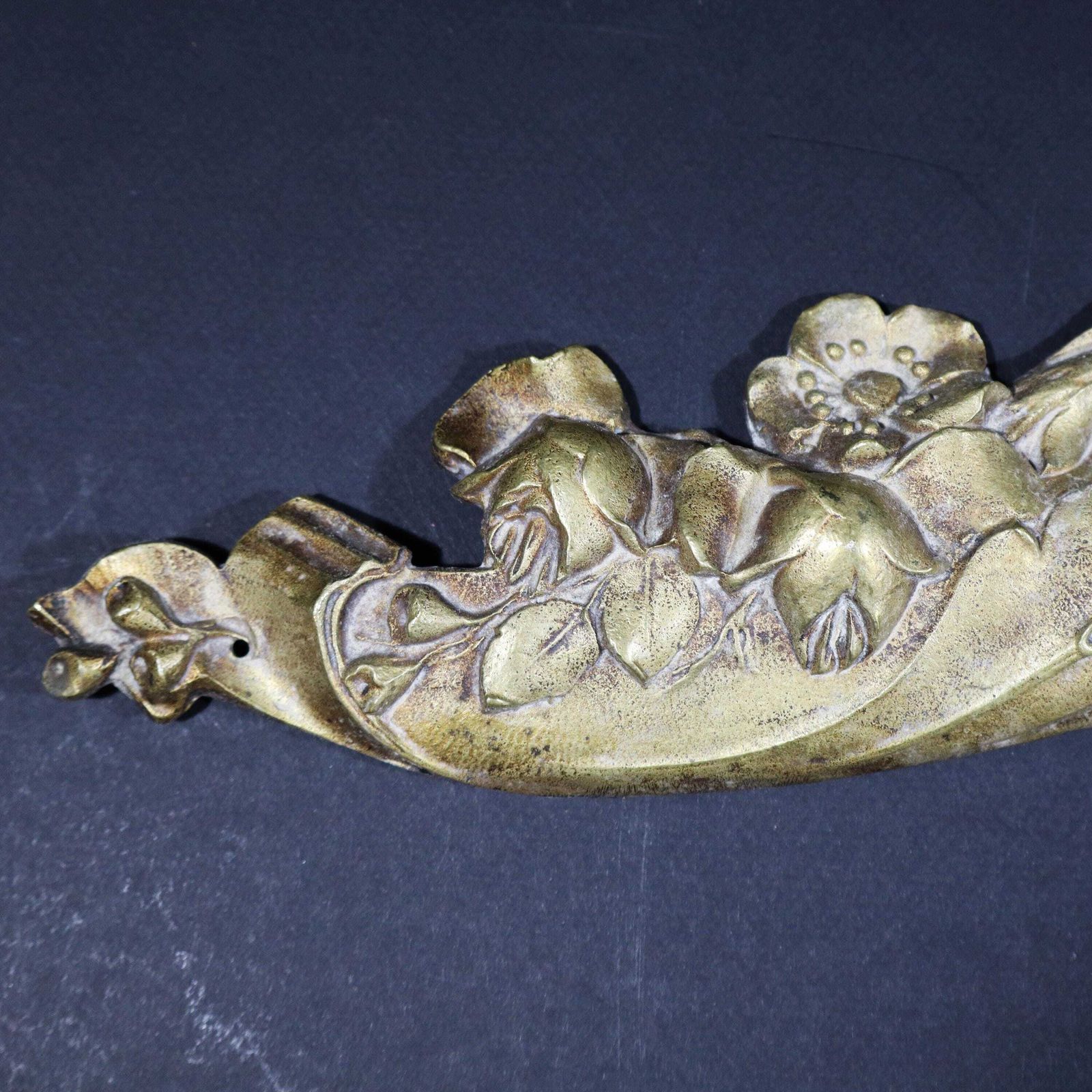 Large Antique French Gilt Bronze Pediment Rococo Ornament Furniture Hardware photo for sale