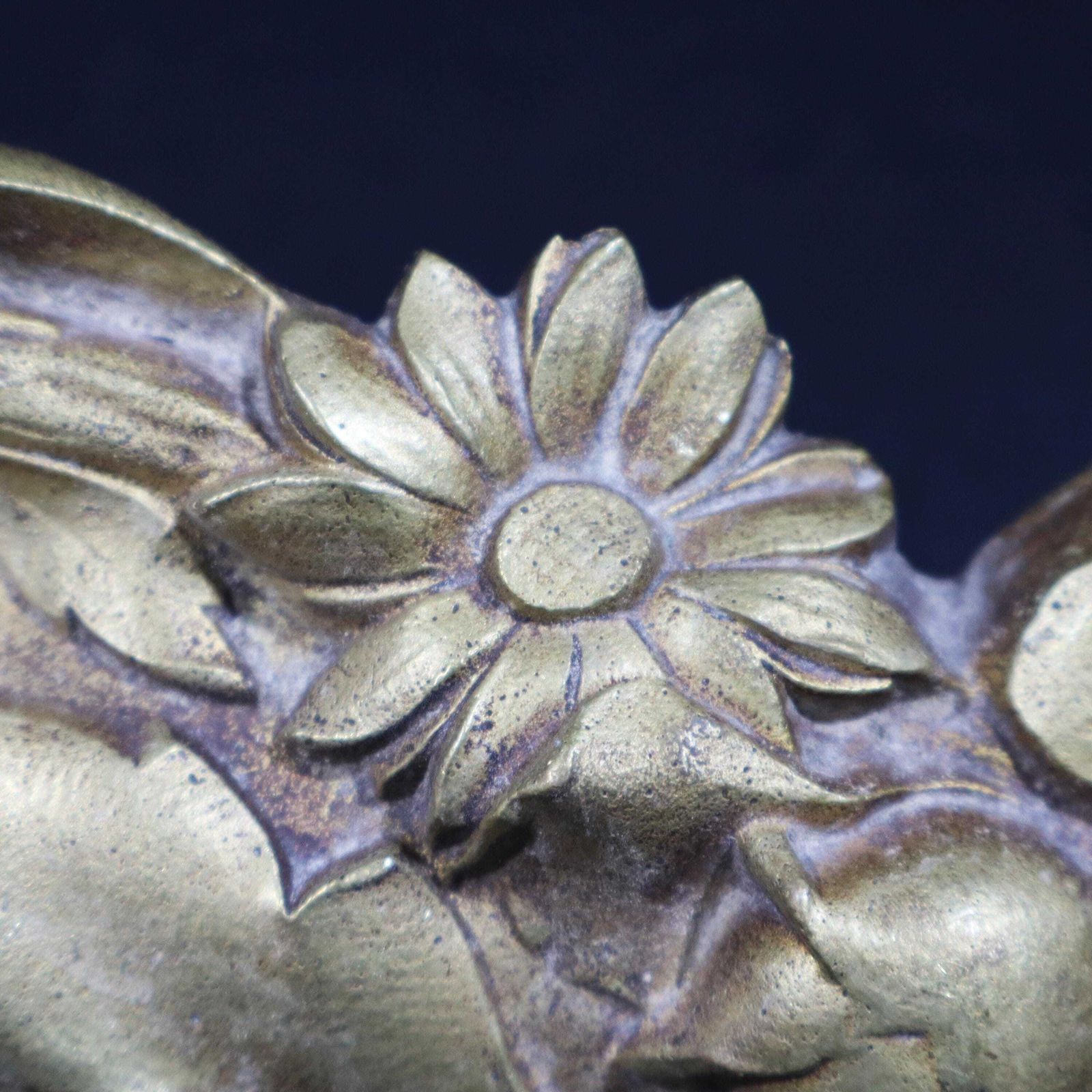 Large Antique French Gilt Bronze Pediment Rococo Ornament Furniture Hardware photo vinterior