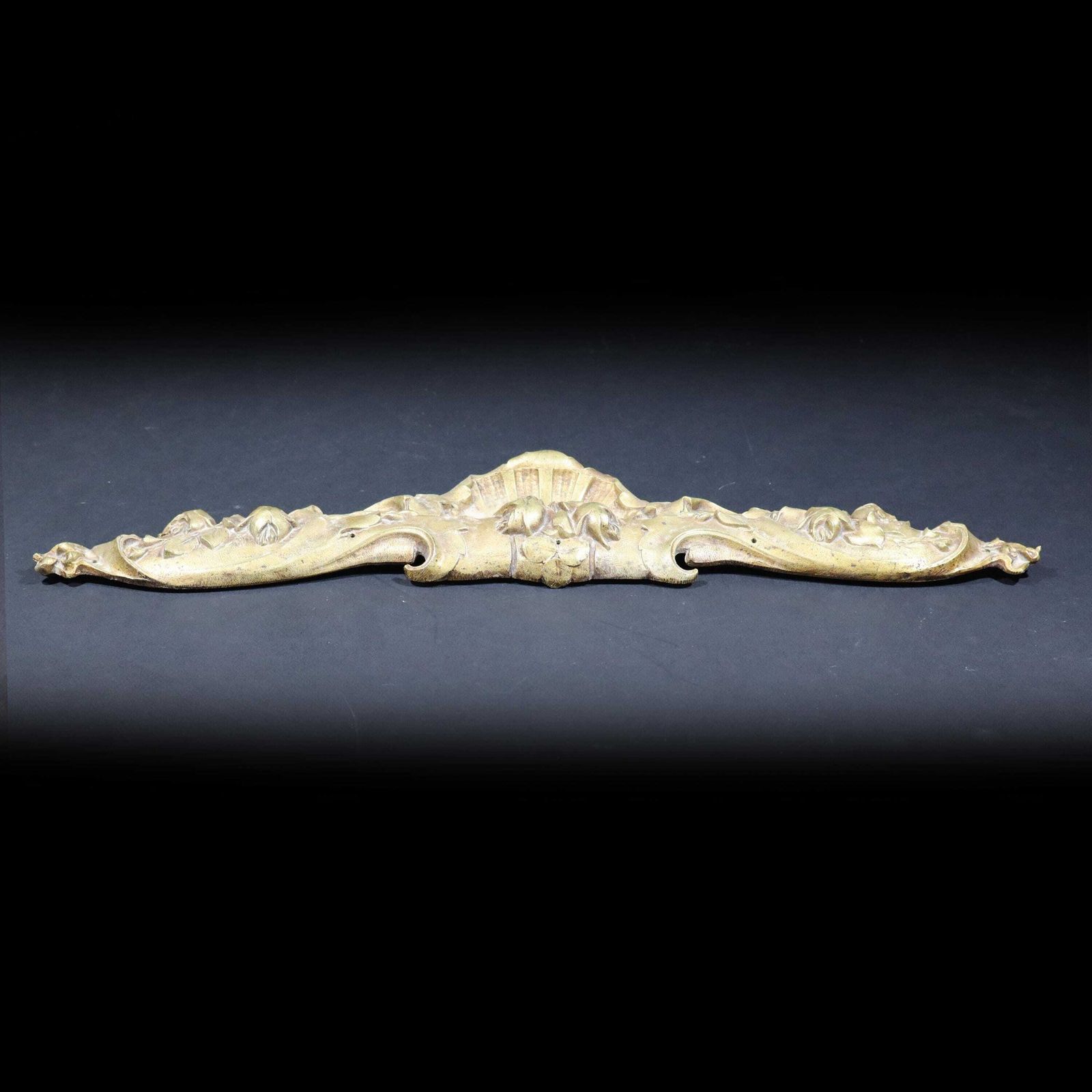 photo for sale Large Antique French Gilt Bronze Pediment Rococo Ornament Furniture Hardware