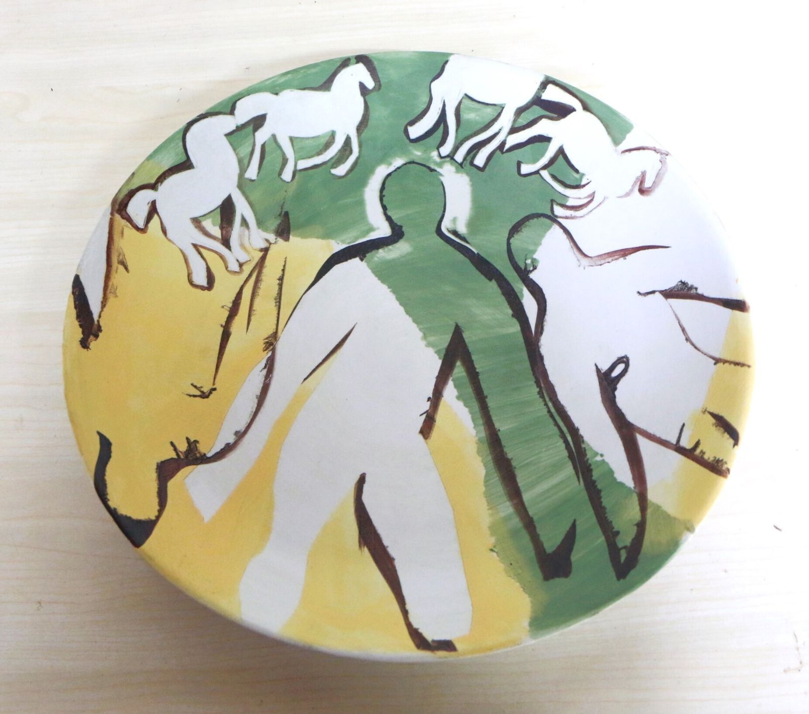 Large Shallow Ceramic Bowl Mid Century Modern Abstract Decorations By Torquil Pottery Highly Decorative One Off photo furniture