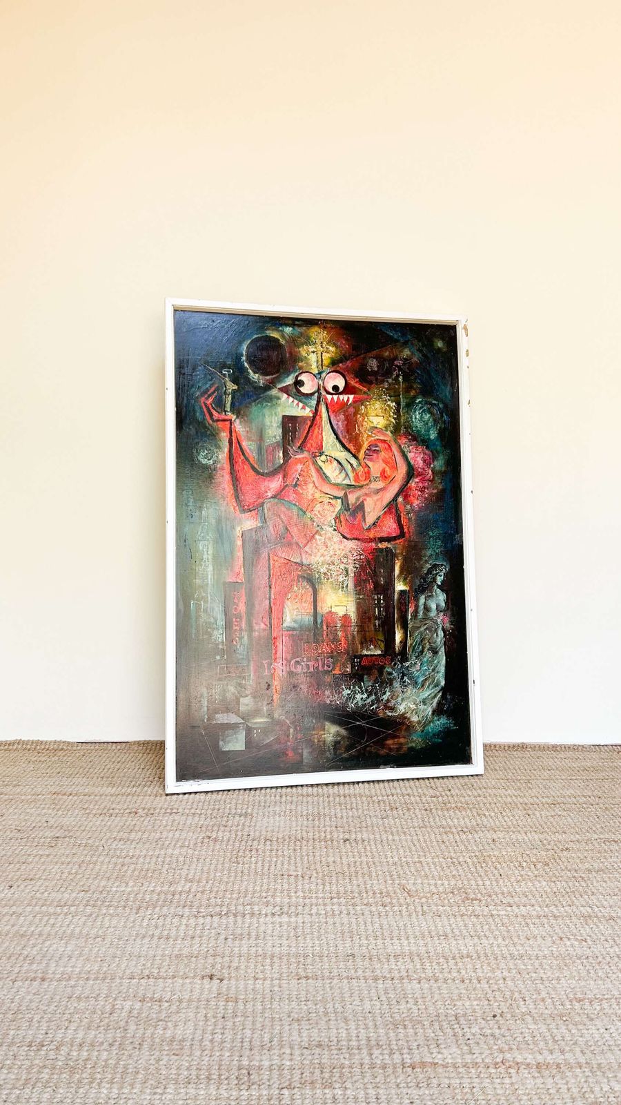 1964 Original Oil Painting By A.R. Harrison | Pop Art With Abstract & Pin Up Elements