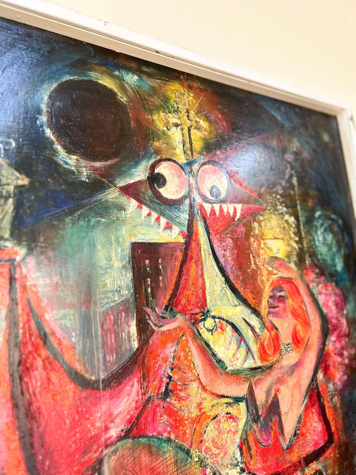 1964 Original Oil Painting By A.R. Harrison | Pop Art With Abstract & Pin Up Elements photo furniture