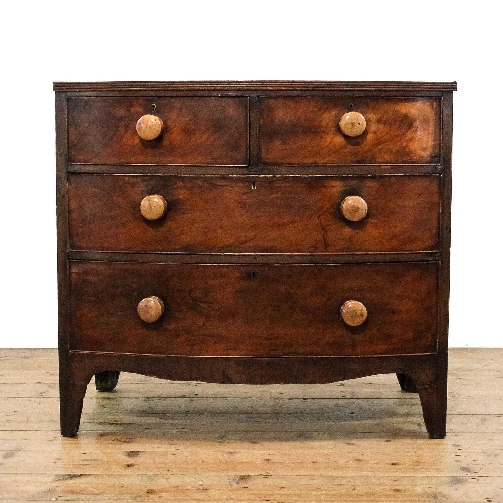 Antique 19th Century Mahogany Bow Front Chest Of Drawers | Antique Storage | Bedroom Drawers | Antique Chest Of Drawer (M 6060)