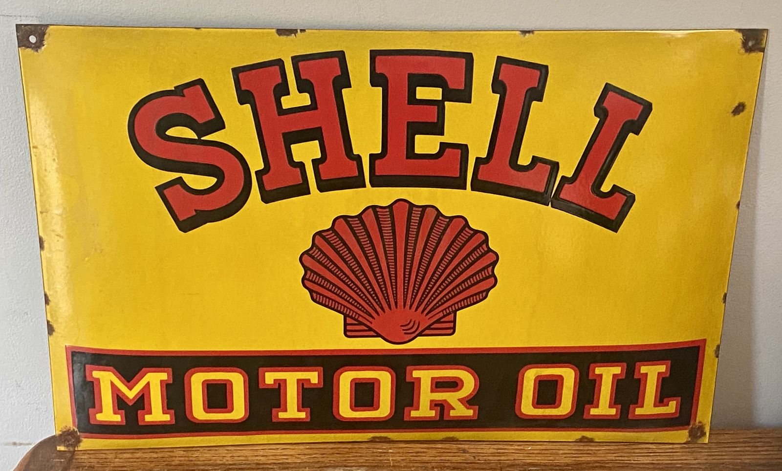Shell Motor Oil Garage Automotive Sign Automobile Gas Petrol Dealer Dealership Advertising Service Station Old Stickman Clam Petrol Can Jug Bp Essso photo Home Decor