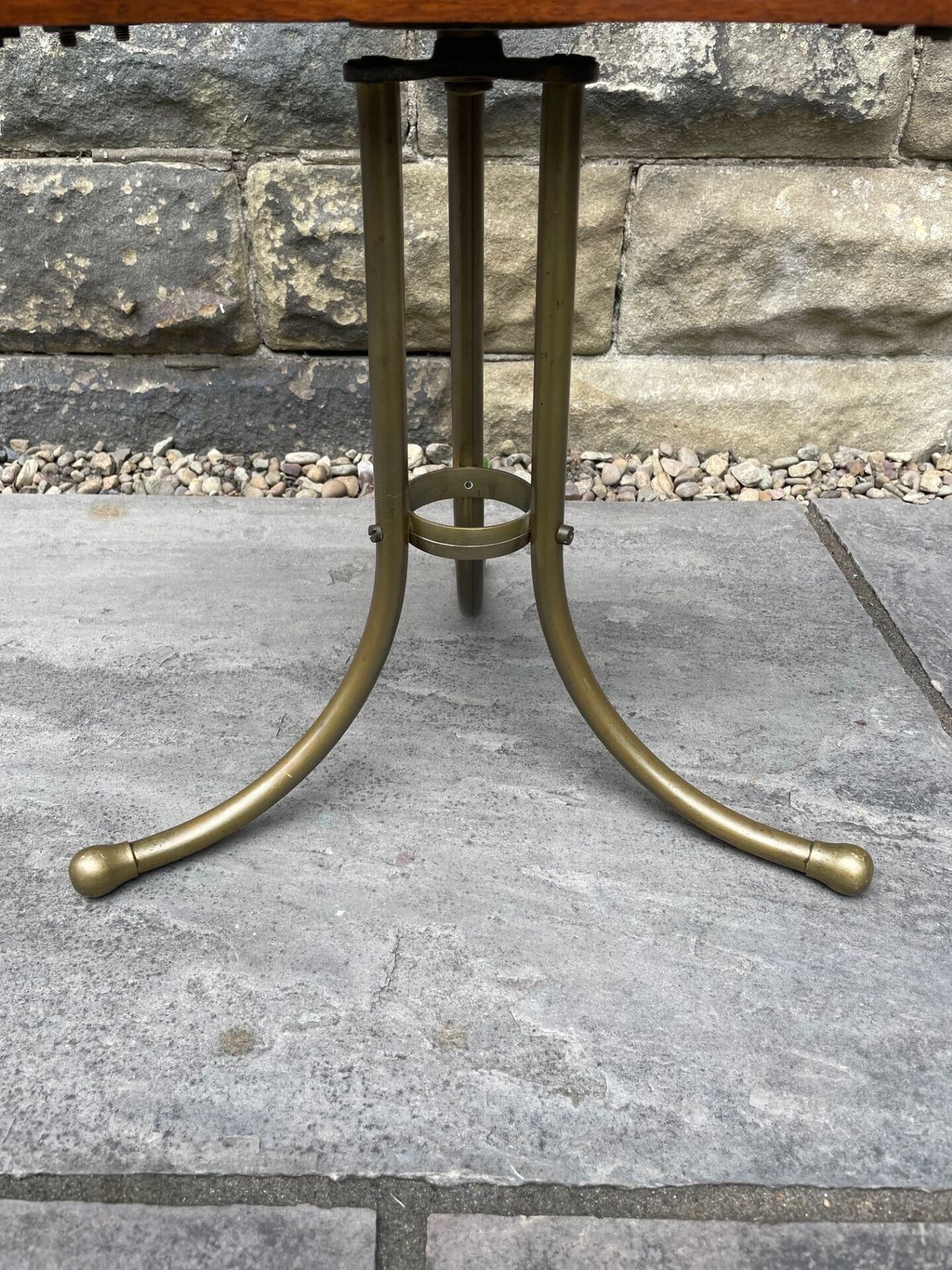 Antique Brass & Walnut Revolving Magazine Rack photo for sale