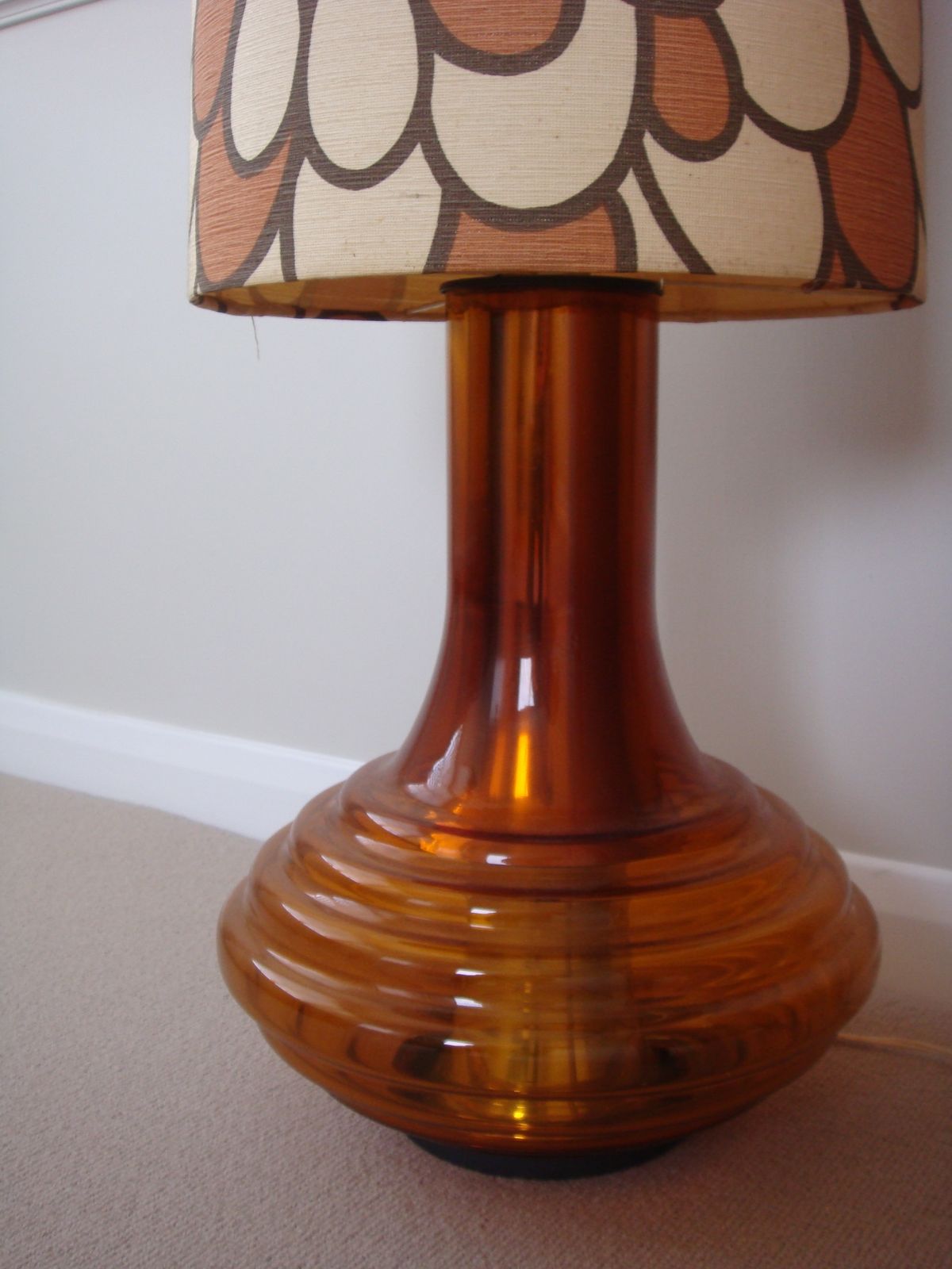 Xl Retro Glass Floor Lamp With Xl Original Lampshade, 1960s, Mid Century photo for sale