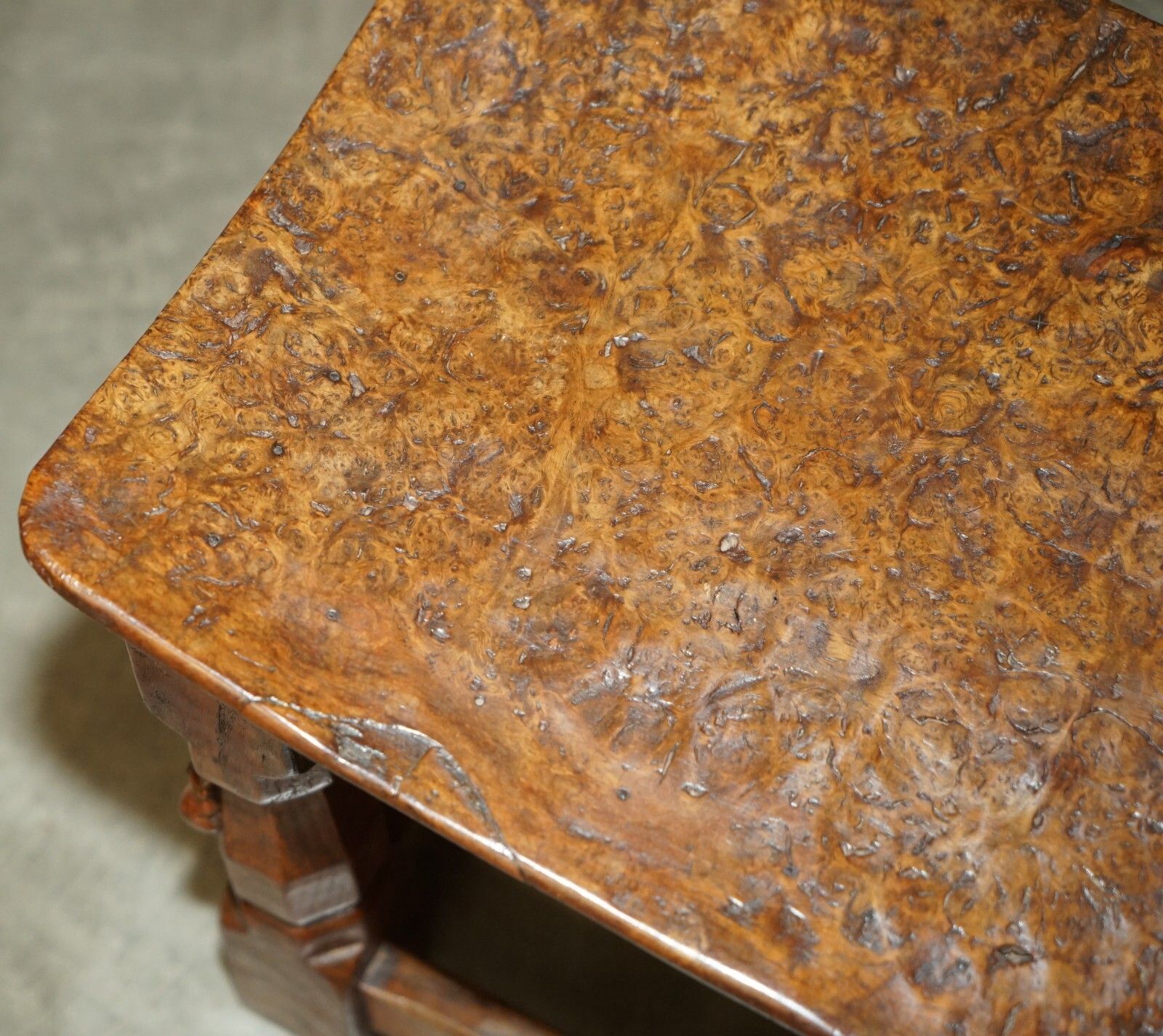 Important 1930's Burr Oak Robert Mouseman Thompson Stool With Period Curved Top photo vintage