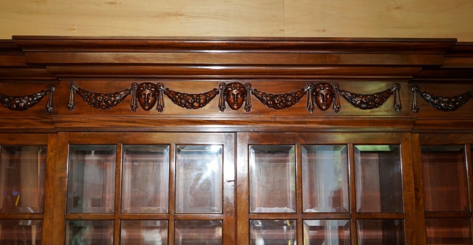 photo furniture Monumental 2.4 Meter Tall Antique Victorian Mahogany Glazed Library Bookcase