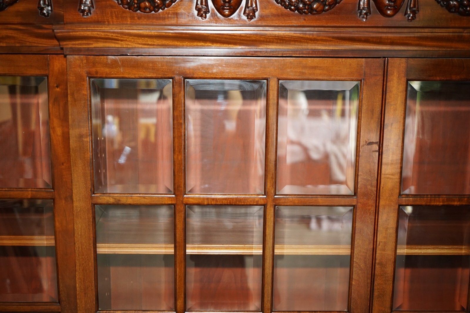 photo for sale Monumental 2.4 Meter Tall Antique Victorian Mahogany Glazed Library Bookcase