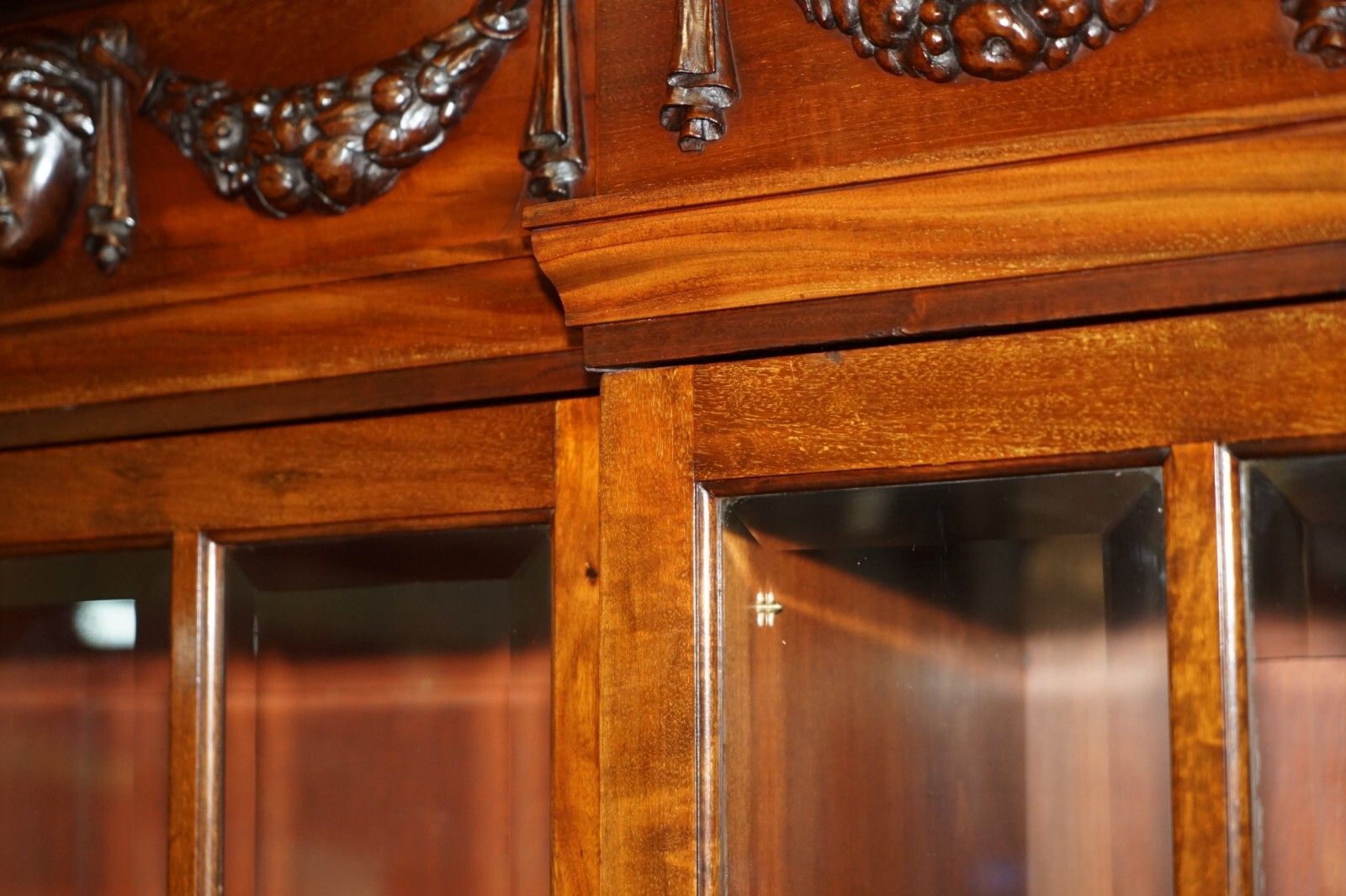 Furniture Monumental 2.4 Meter Tall Antique Victorian Mahogany Glazed Library Bookcase photo