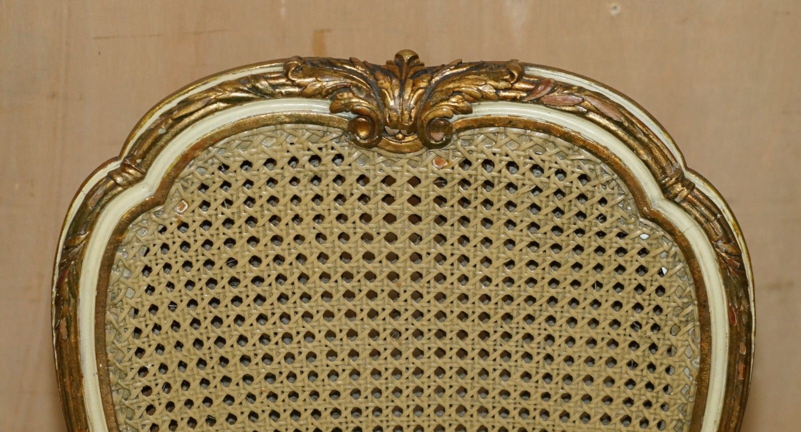 Four Stunning Louis XVI French Carved Giltwood Double Caned Bergere Side Chairs photo vinterior