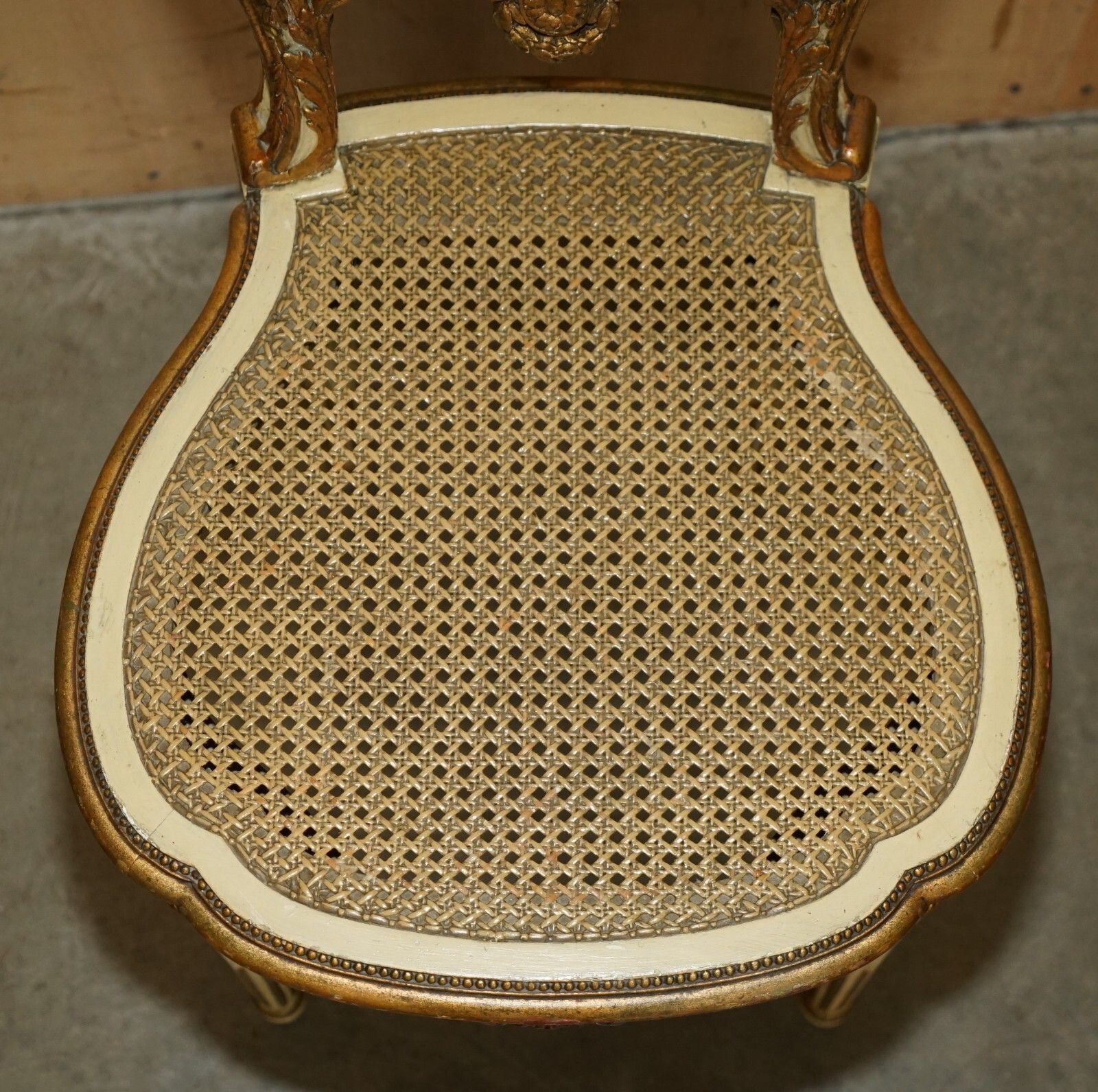 Four Stunning Louis XVI French Carved Giltwood Double Caned Bergere Side Chairs photo vintage