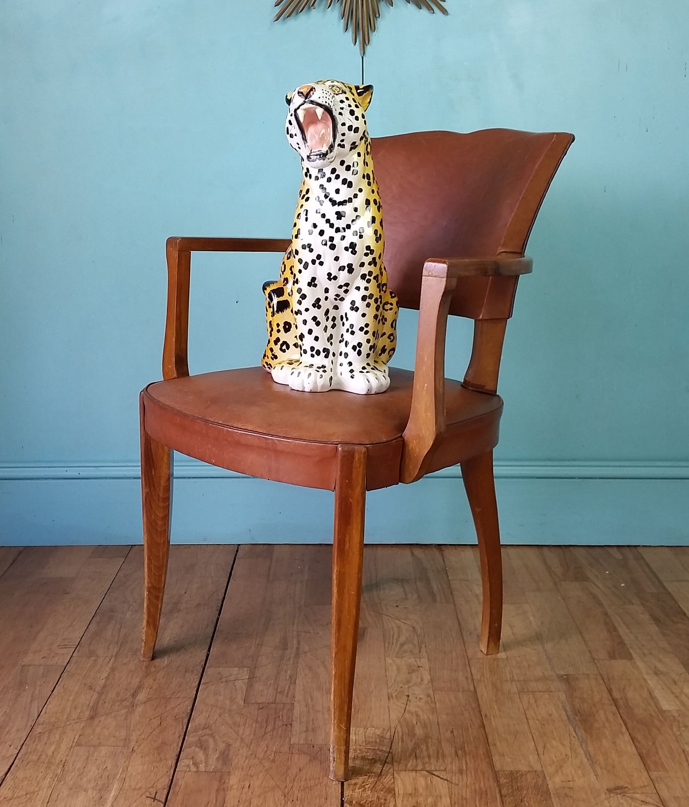Antique French Leather Bridge Chair photo for sale