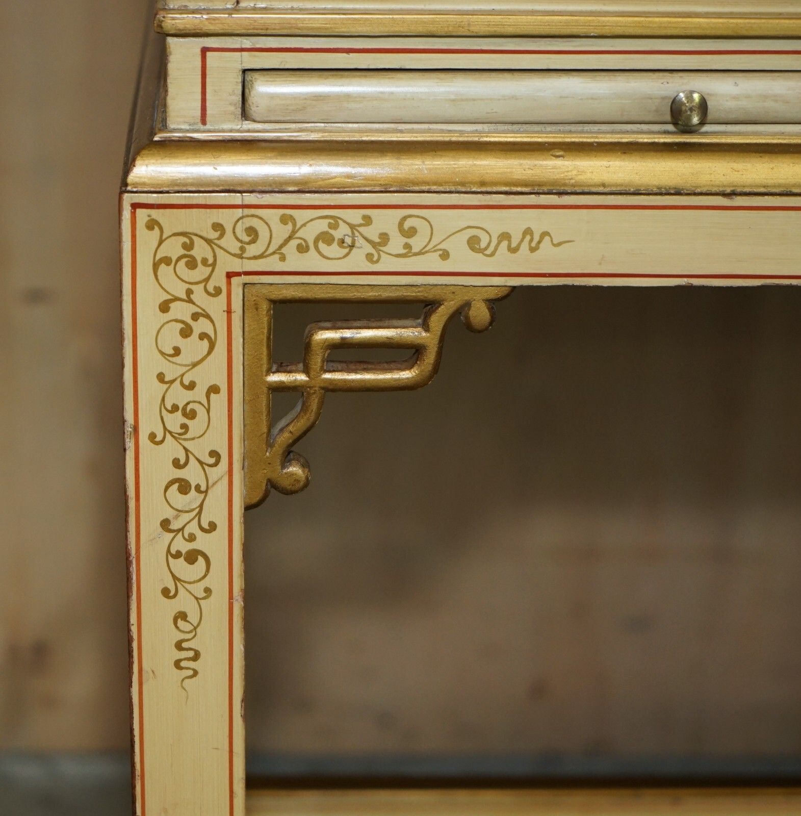 photo for sale Exquisite Chinese Chinoiserie Walnut Dressing Table & Stool Part Of A Suite