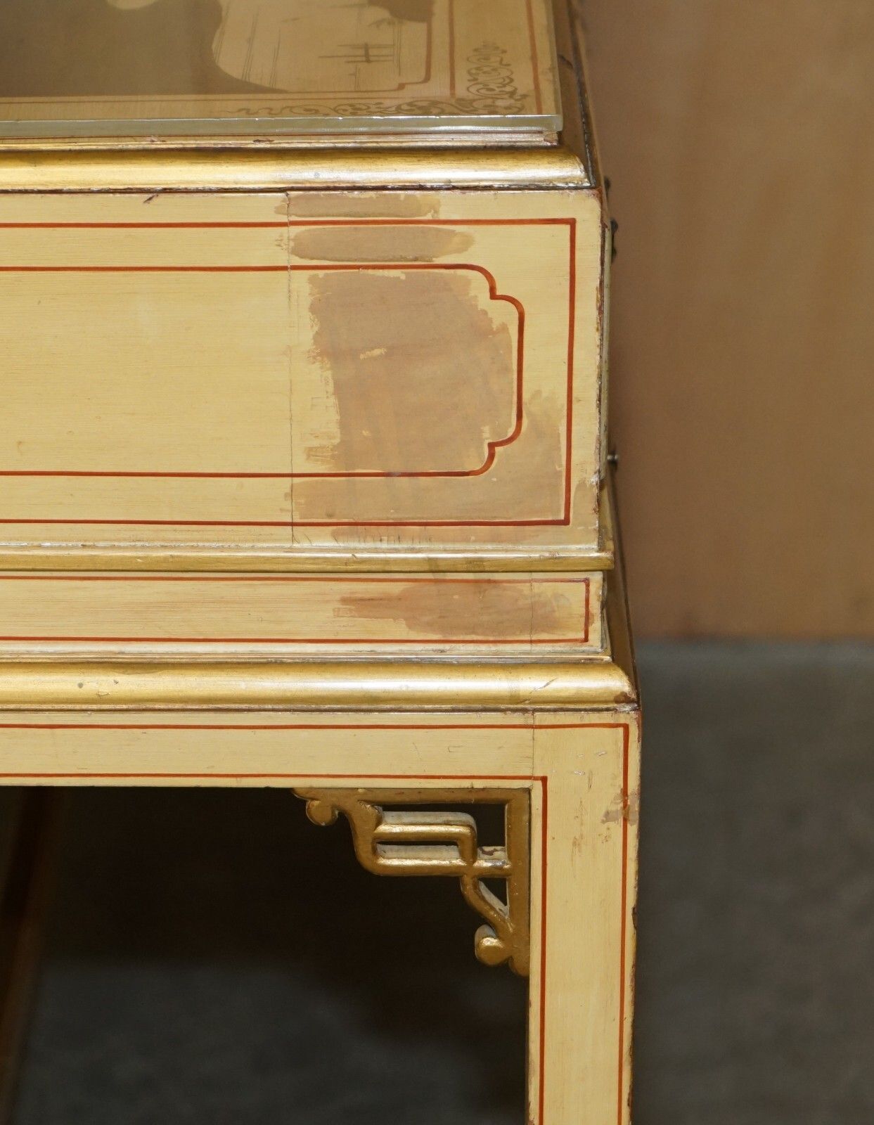 2950.0 Exquisite Chinese Chinoiserie Walnut Dressing Table & Stool Part Of A Suite photo