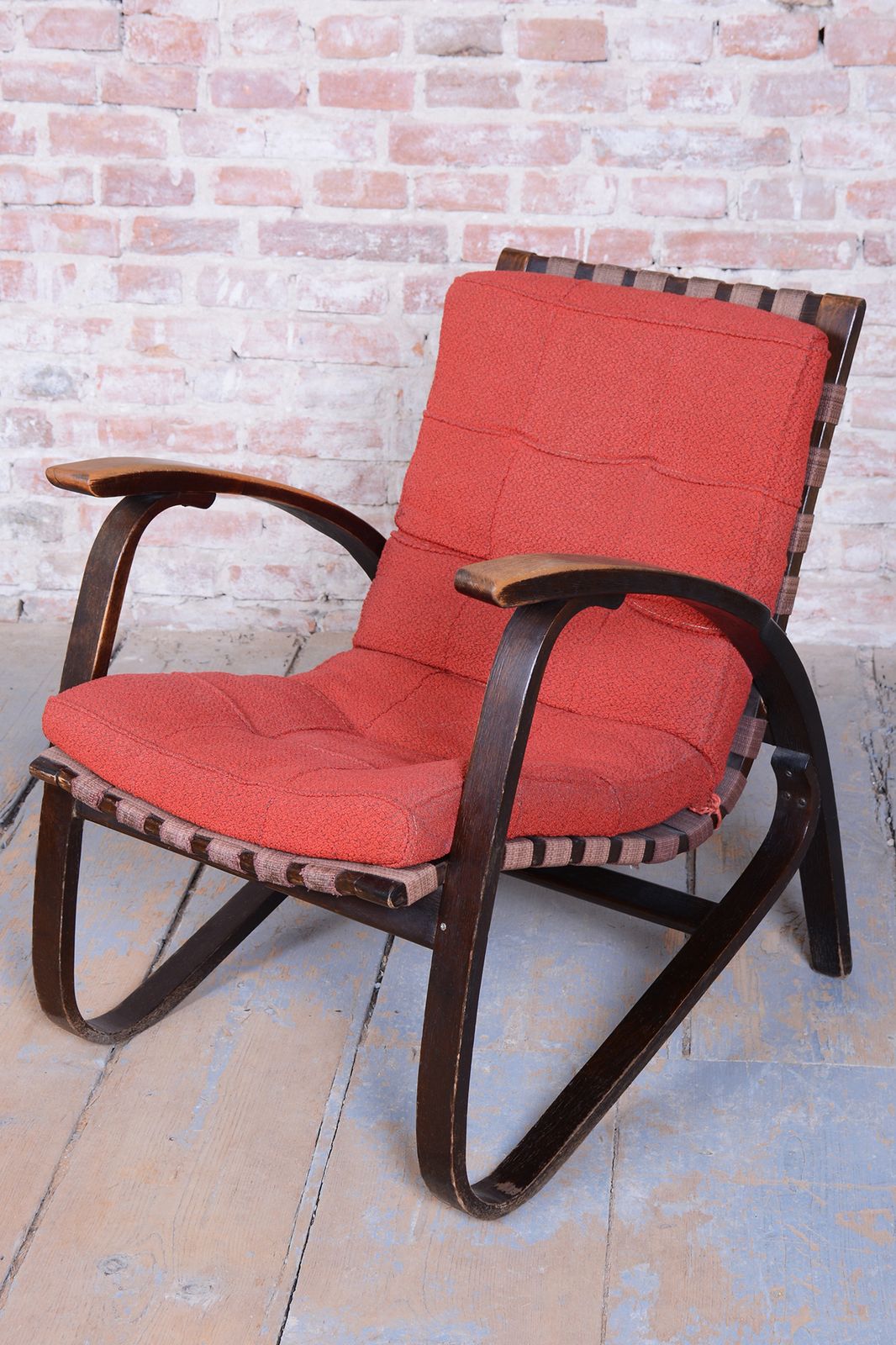 Pair Of Restored Art Deco Armchairs, Designed By Jan Vaněk, Oak, Czech, 1940s photo buy