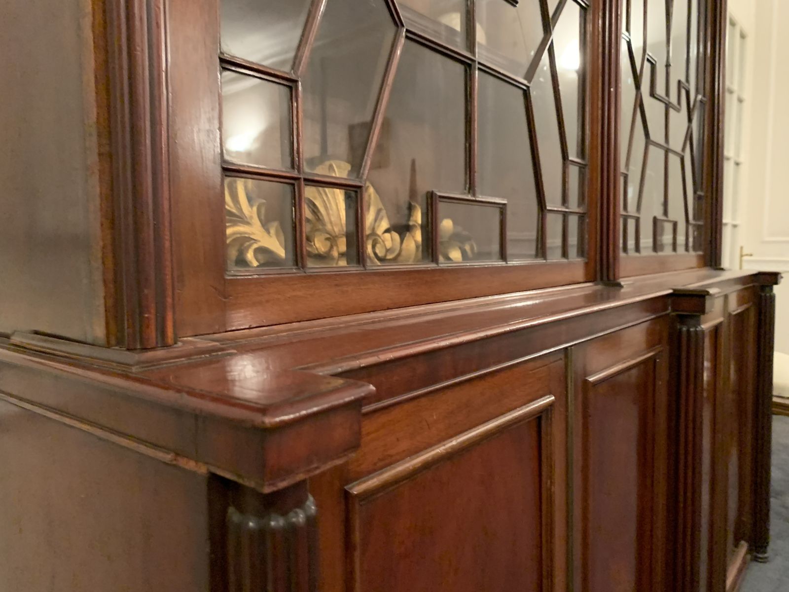 Late Georgian Style English Astragal Glazed Mahogany Breakfront Library Bookcase photo Furniture