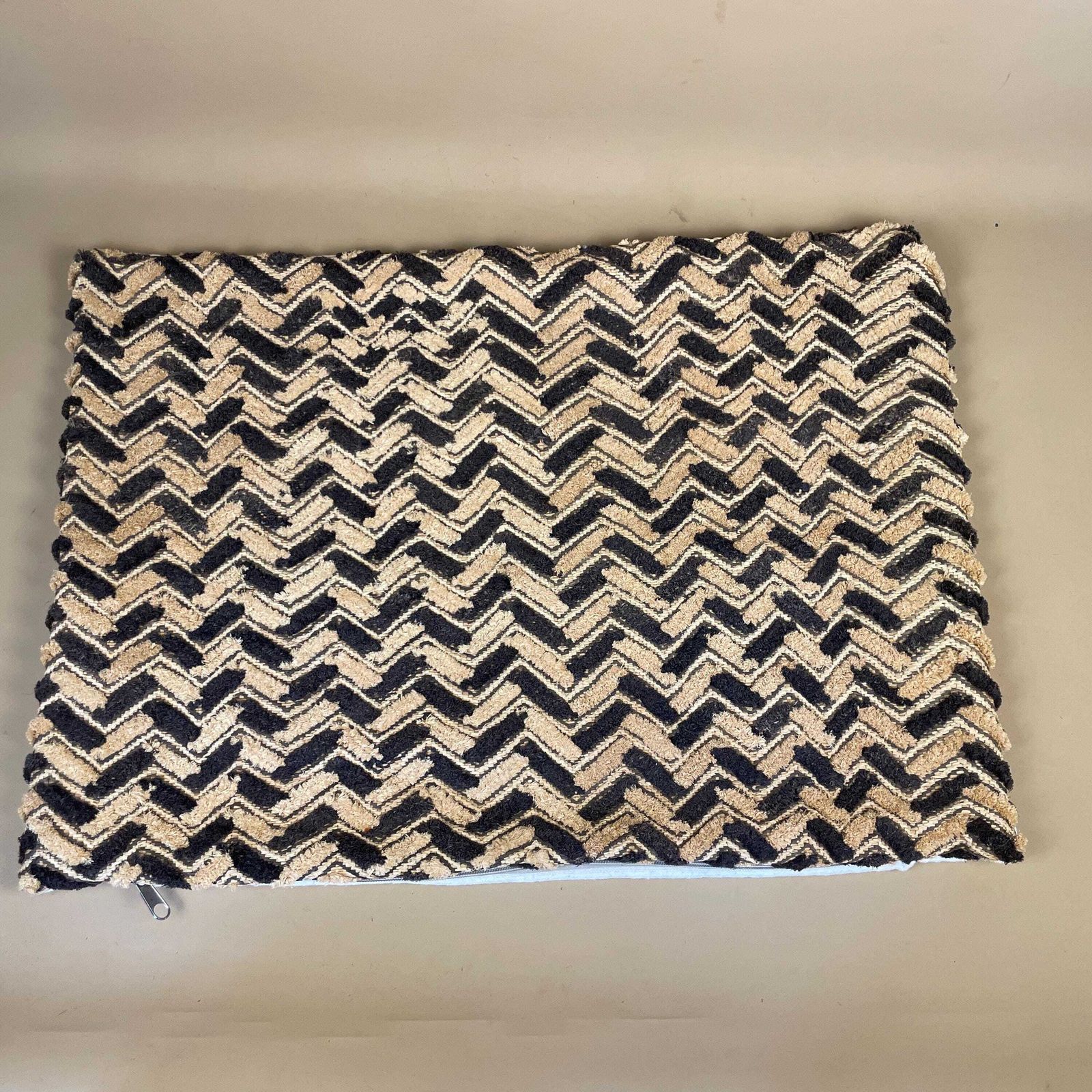 African Kuba Cloth Fabric Cushion Scatter Pillow Feather Filled Handwoven Pattern 60x45cm Vintage Original DR Congo Mud Handmade Rectangle photo vintage