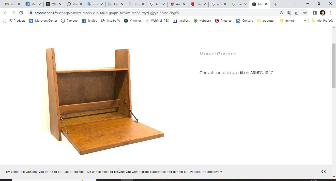 1500.0 Mid Century Modern Wooden Drop Off Wall Secretary Attributed To Marcel Gascoin, 1950s photo