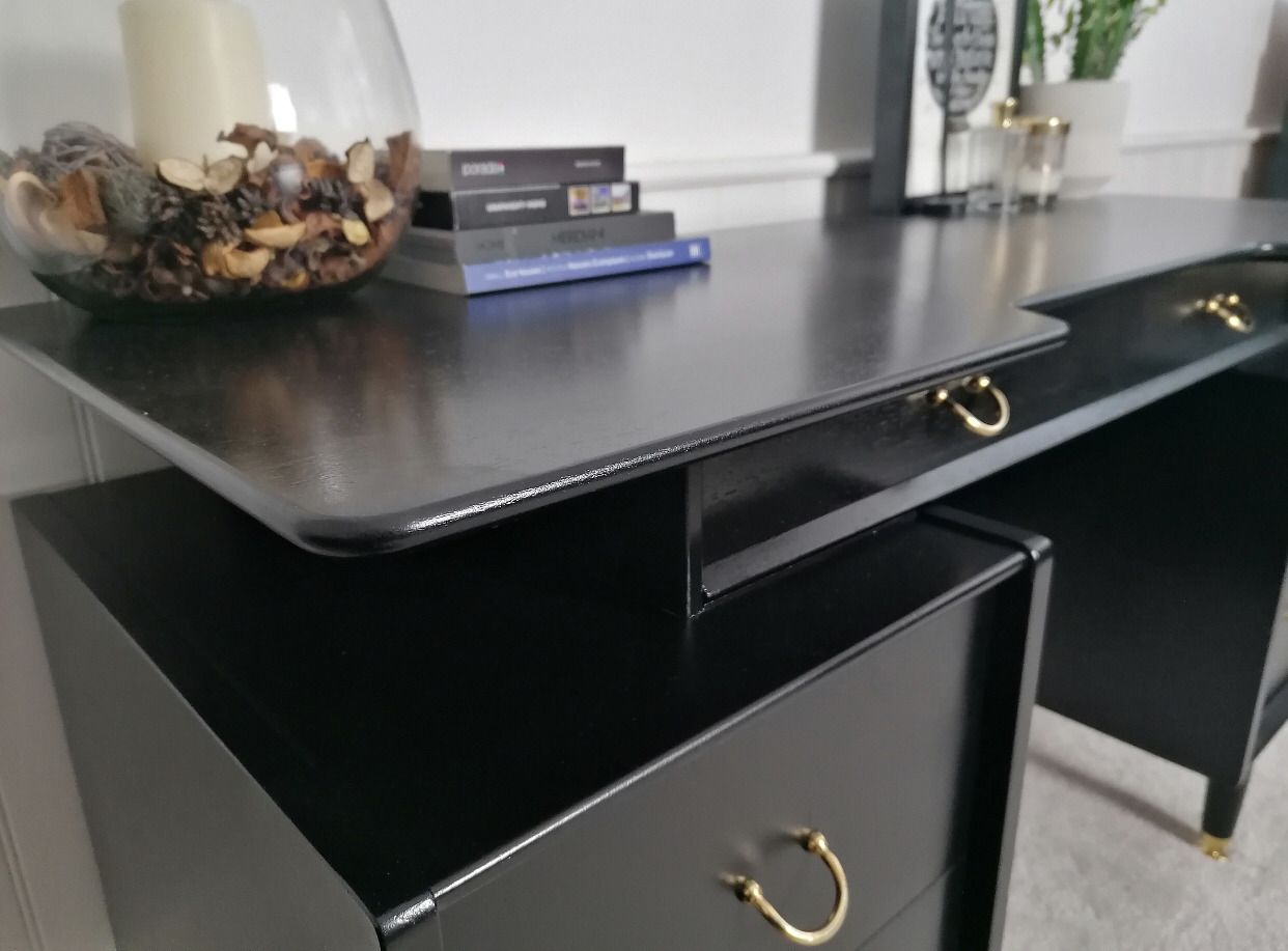 Dressing Table Painted Black For New Home Mid Century Upcycled Black And Gold Furniture For Bedroom Unique Office Furniture photo buy