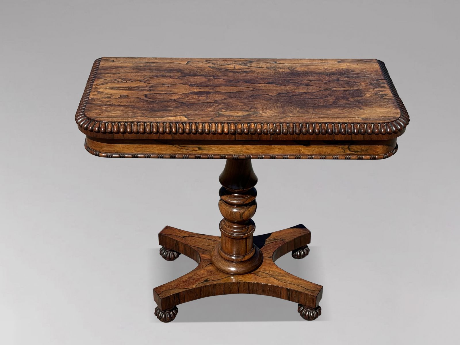 19th Century William IV Period Rosewood Fold Over Card Table
