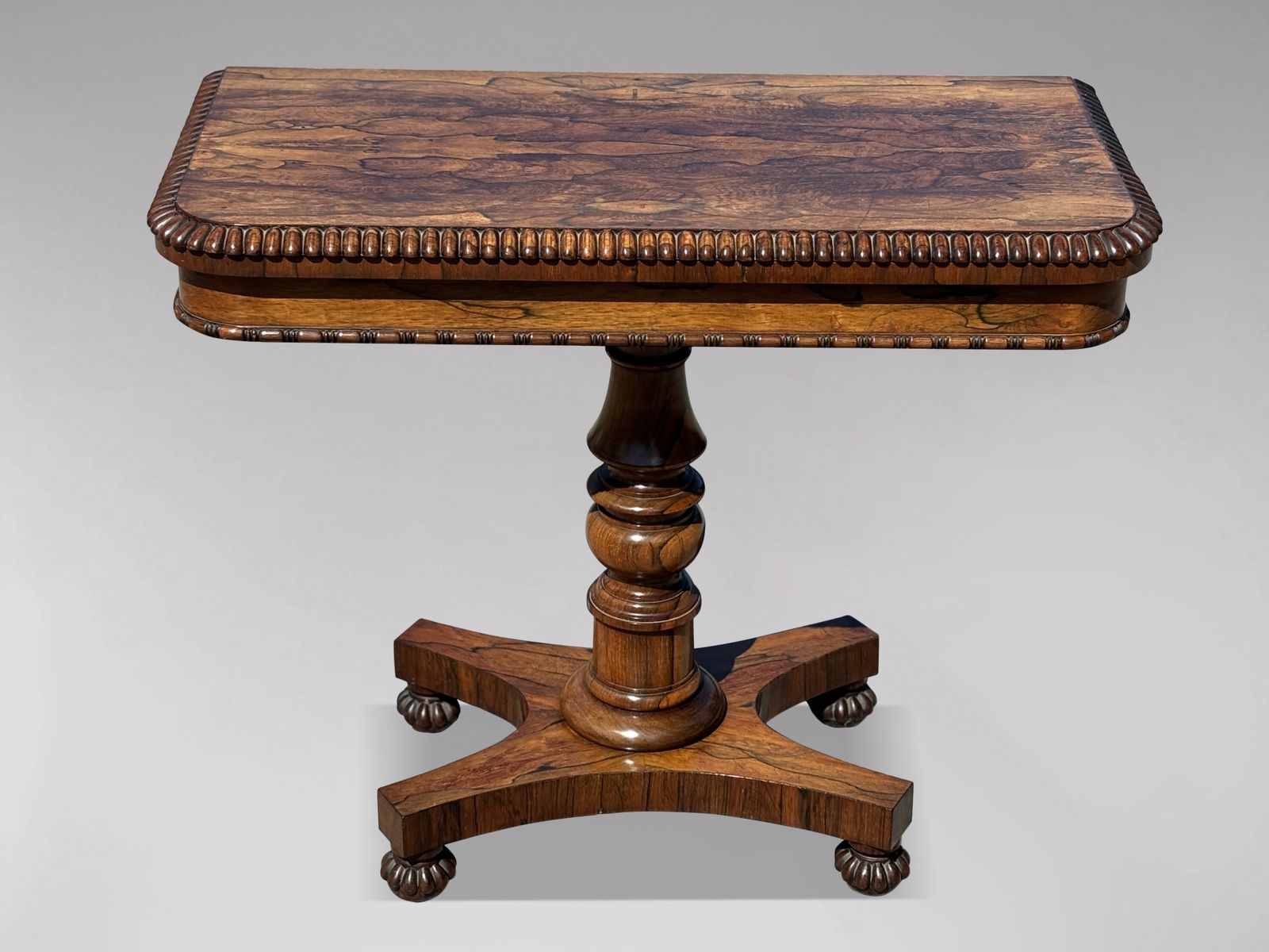 photo for sale 19th Century William IV Period Rosewood Fold Over Card Table