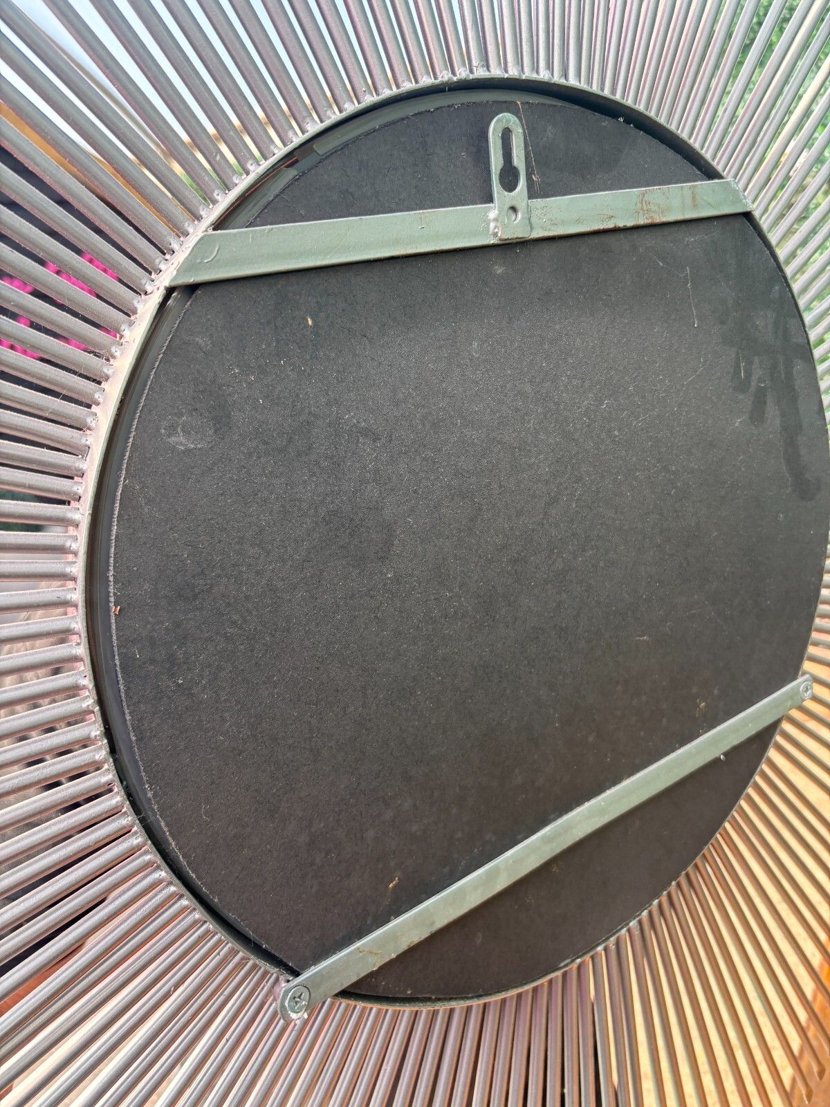 photo for sale Large Mid Century Possible French Sunburst Steel Multicoloured Mirror