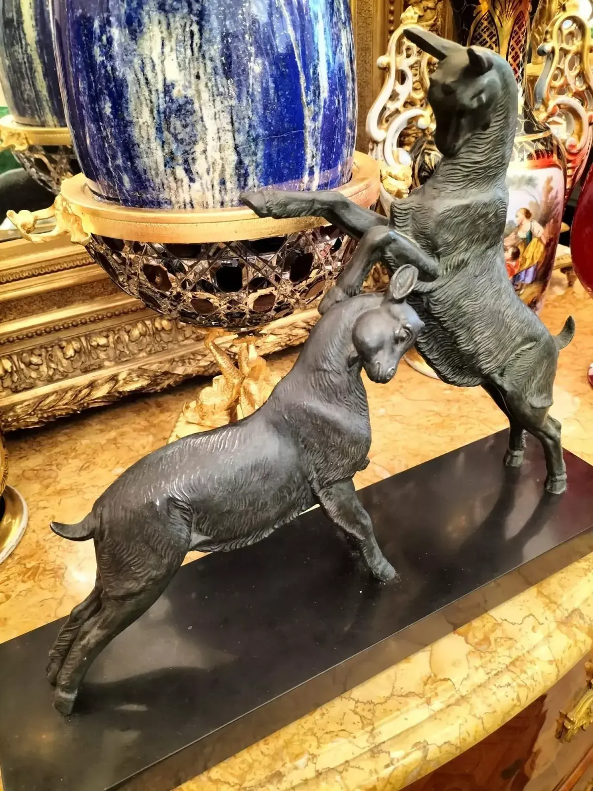 Dynamic Animal Sculpture Of Goats In Bronze, 20th Century photo 1072.0