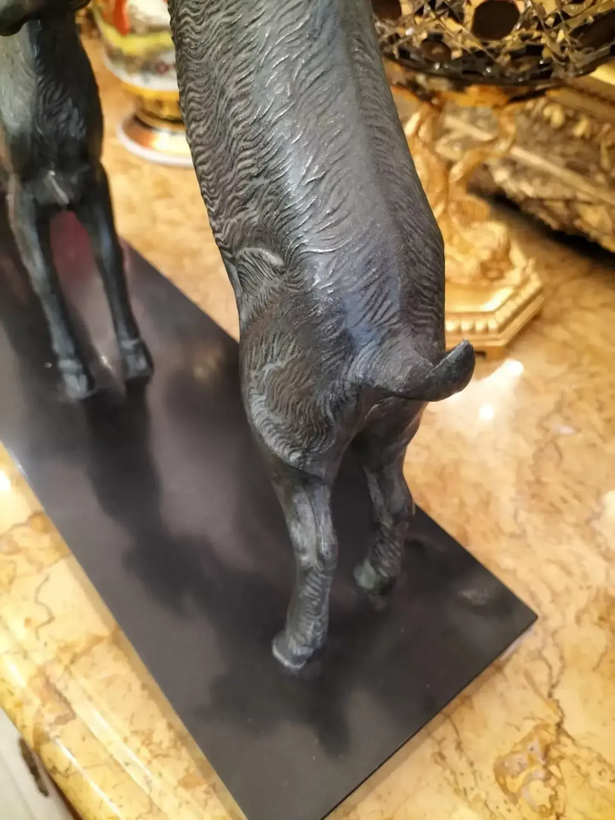 photo buy Dynamic Animal Sculpture Of Goats In Bronze, 20th Century