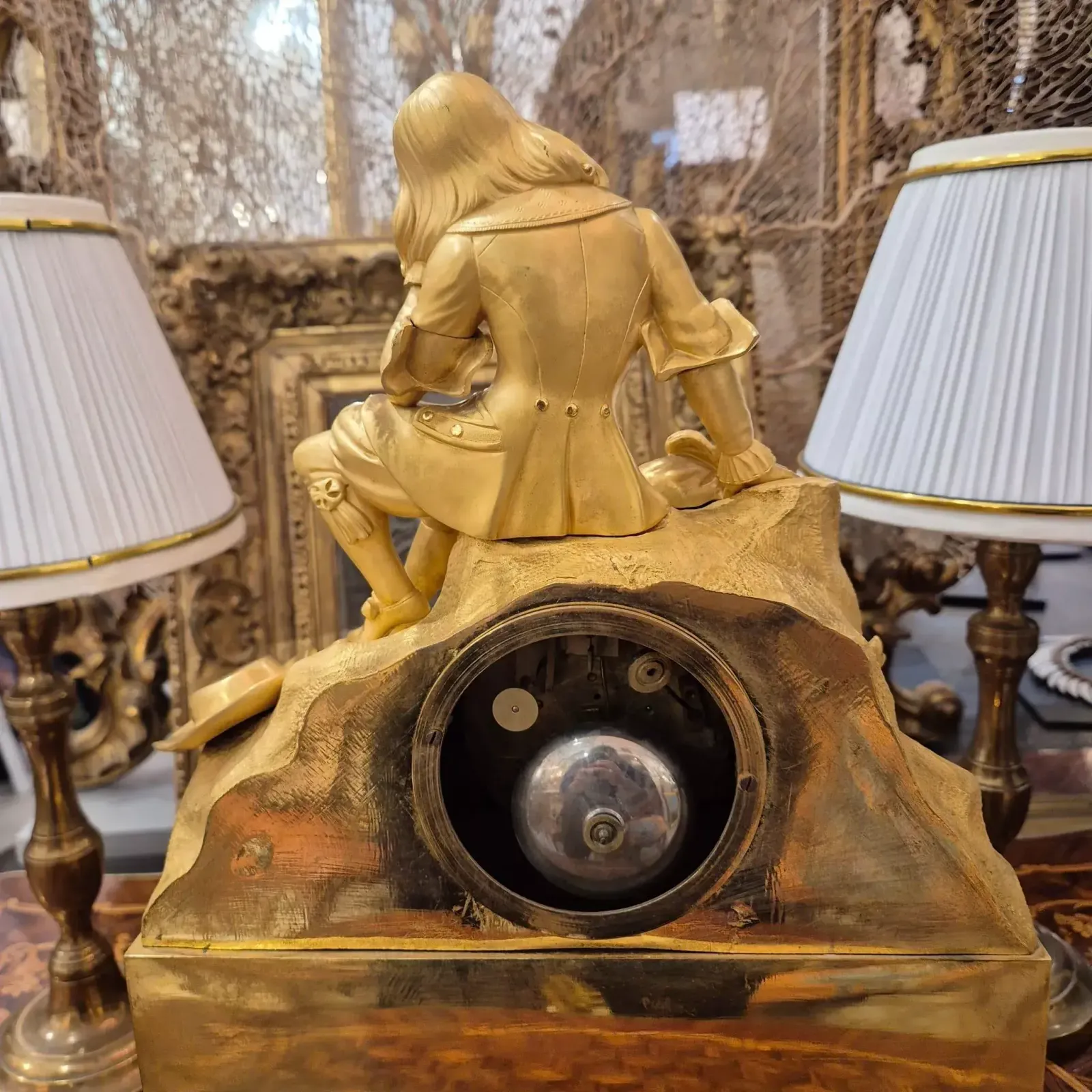 19th Century Charles X Clock With A Statue Of A Romantic Young Nobleman. photo Home Decor