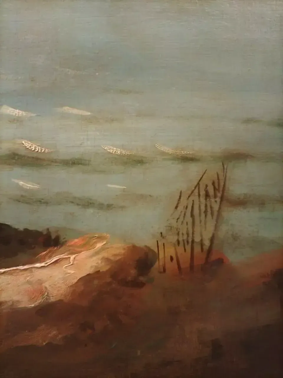 photo furniture Large Marine Oil On Canvas Breton Fisherman In Original Frame, 19th Century
