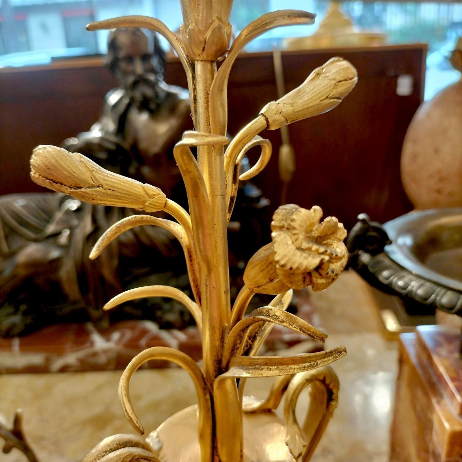Pair Of Gilded Candlesticks With Floral Pattern From Louis XVI (1774 1792) photo for sale