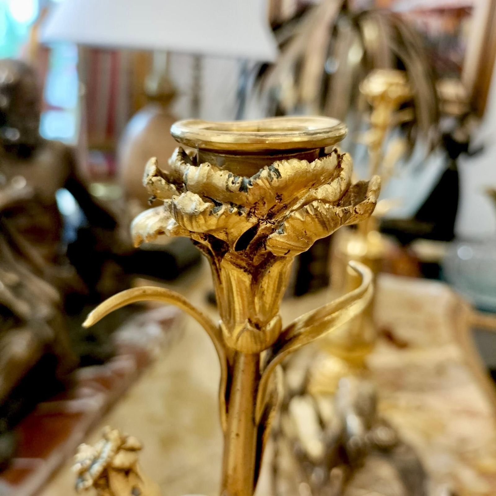 Pair Of Gilded Candlesticks With Floral Pattern From Louis XVI (1774 1792) photo 3180.0