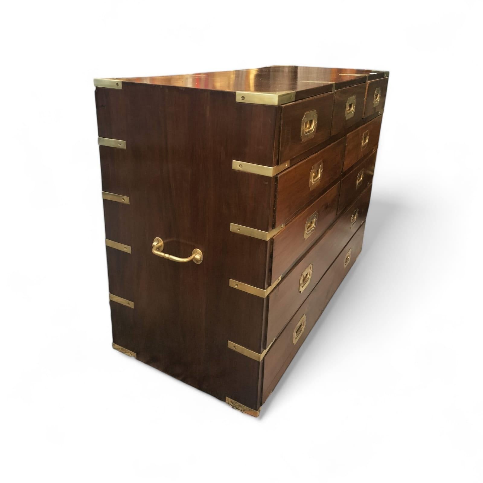 19th Century English Campaign Marine Chest Of Drawers In Mahogany photo furniture