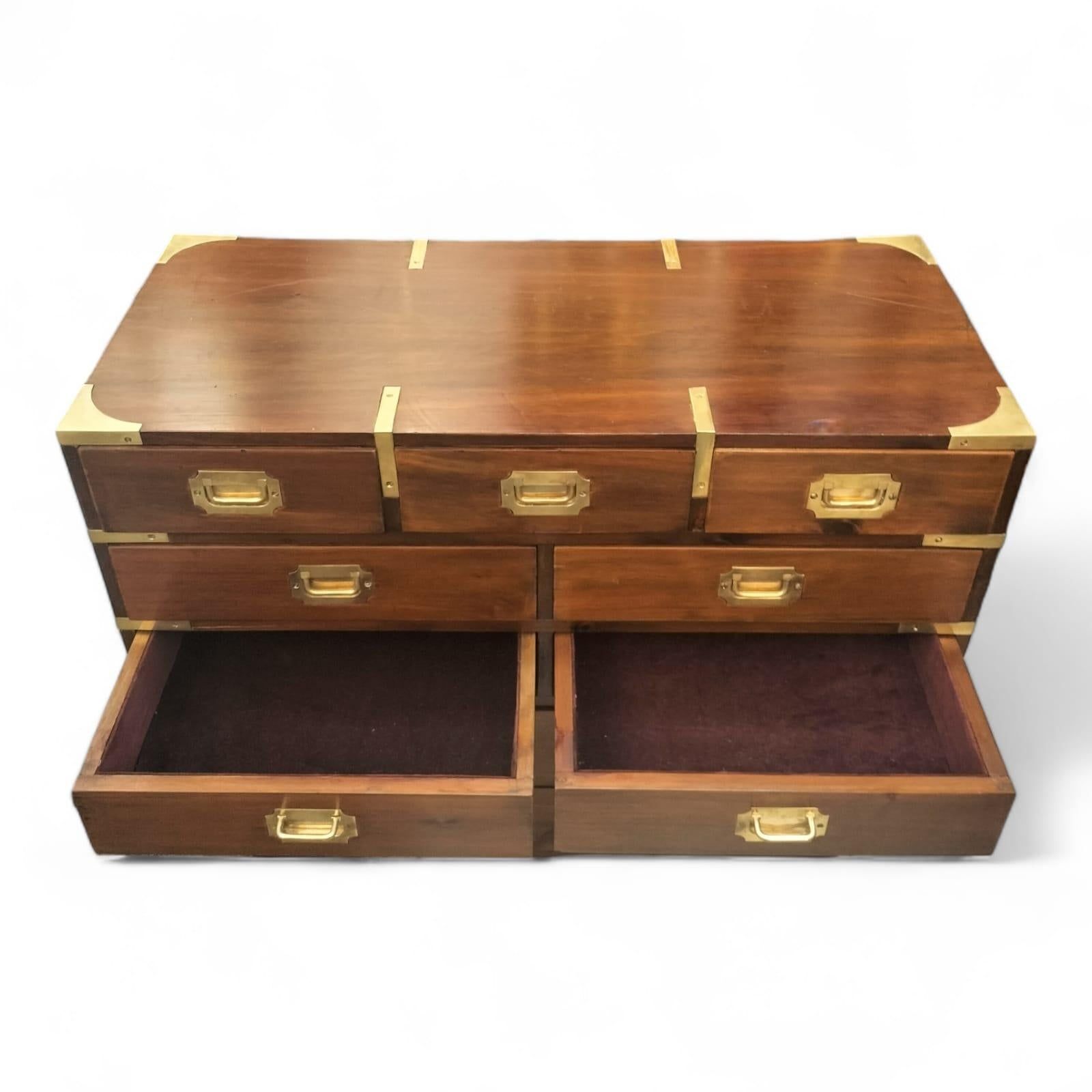 19th Century English Campaign Marine Chest Of Drawers In Mahogany photo for sale