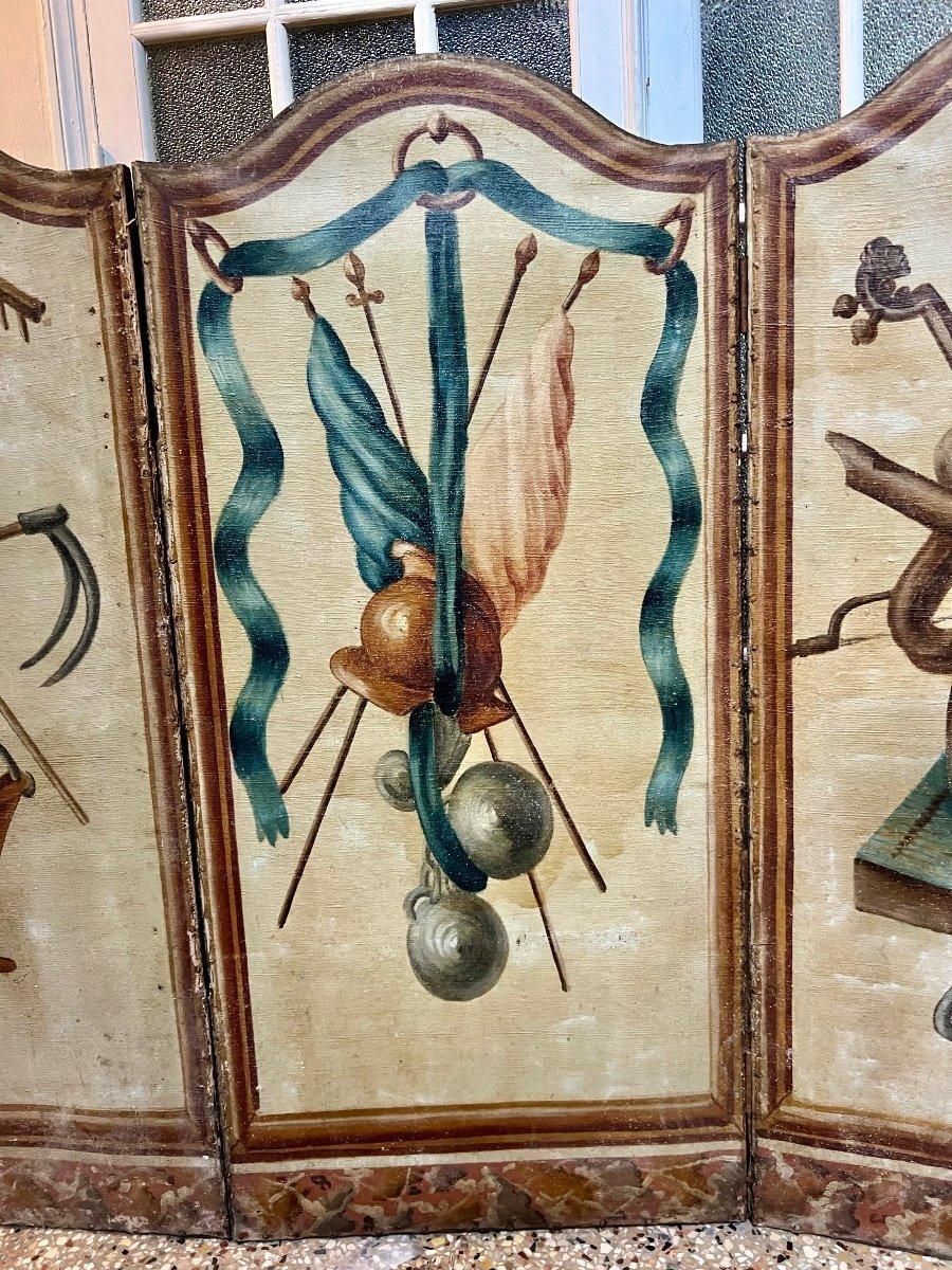 photo for sale 18th Century French Antique Paravent Screen With Three Leaves