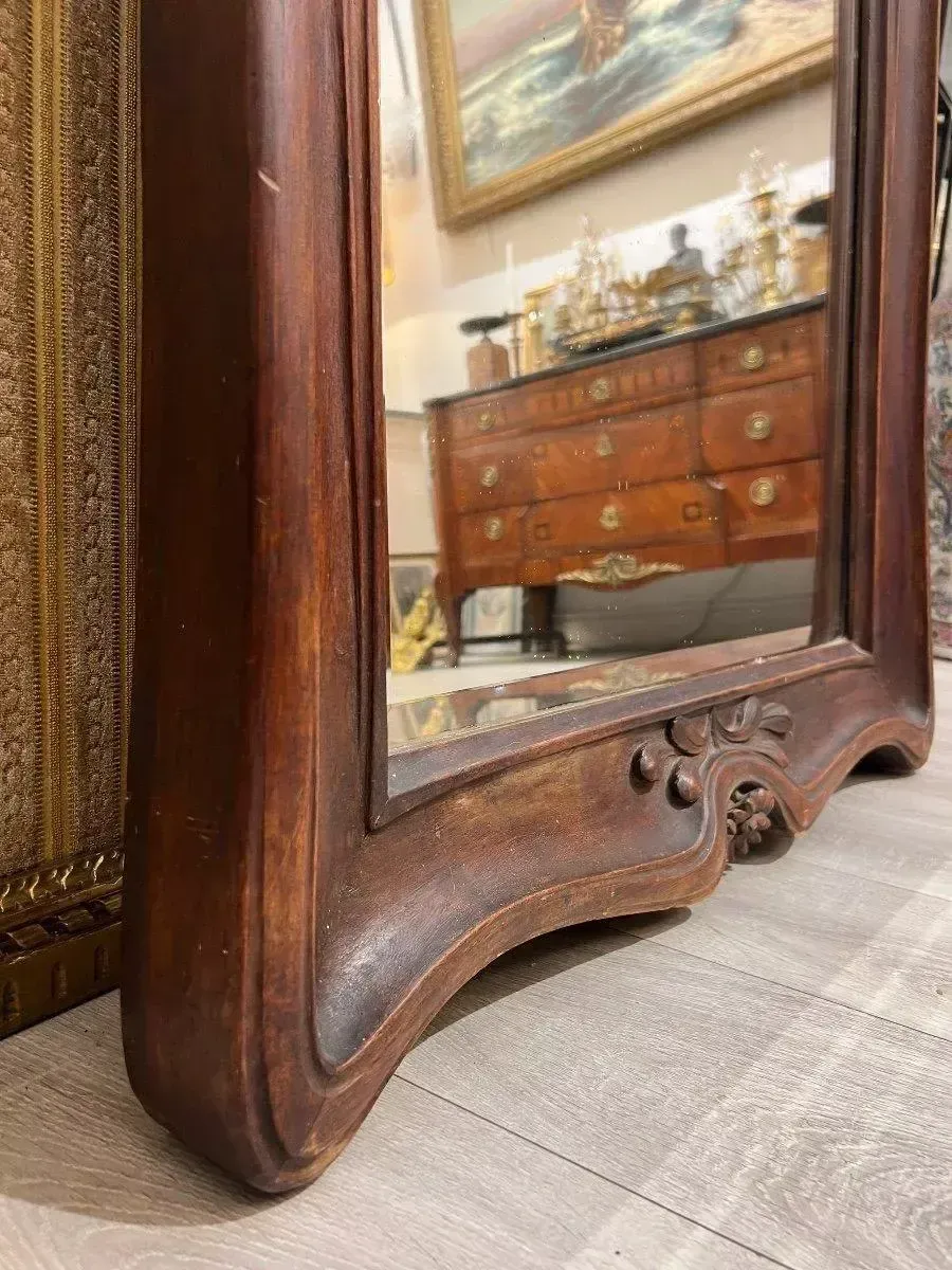 Art Nouveau Mirror In Solid Mahogany, In The Style Of Eugene Vallin photo vintage