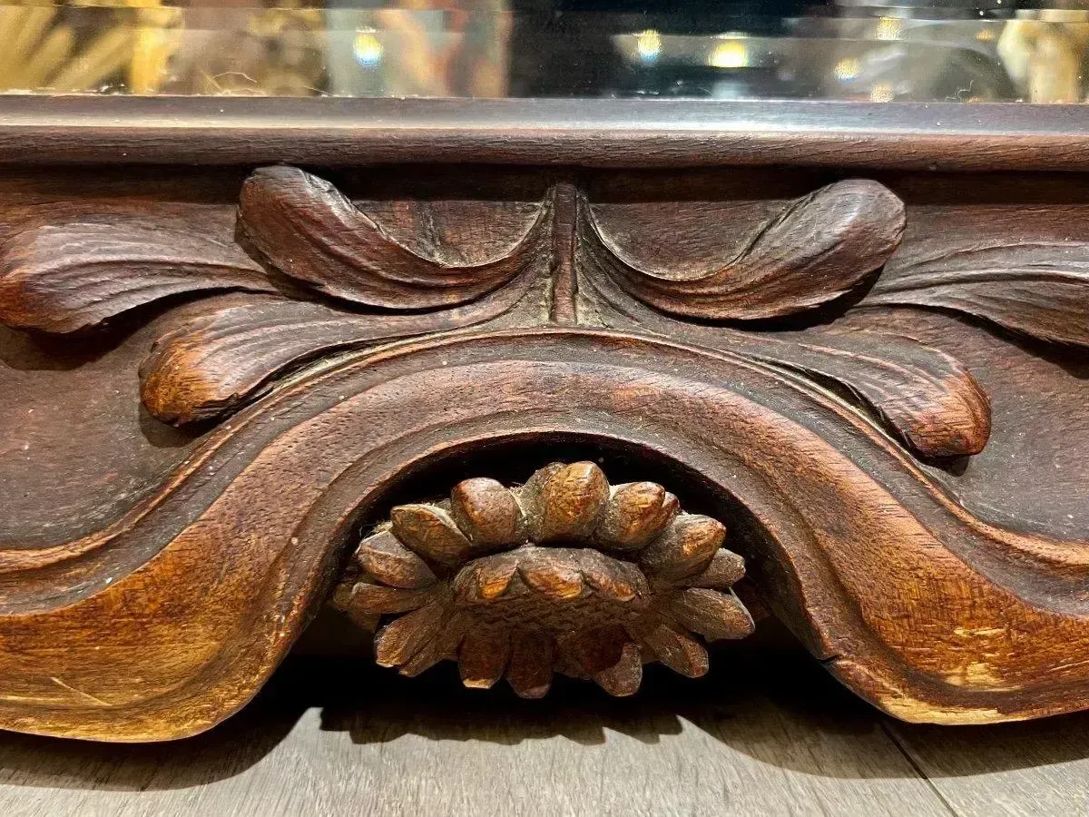 photo furniture Art Nouveau Mirror In Solid Mahogany, In The Style Of Eugene Vallin